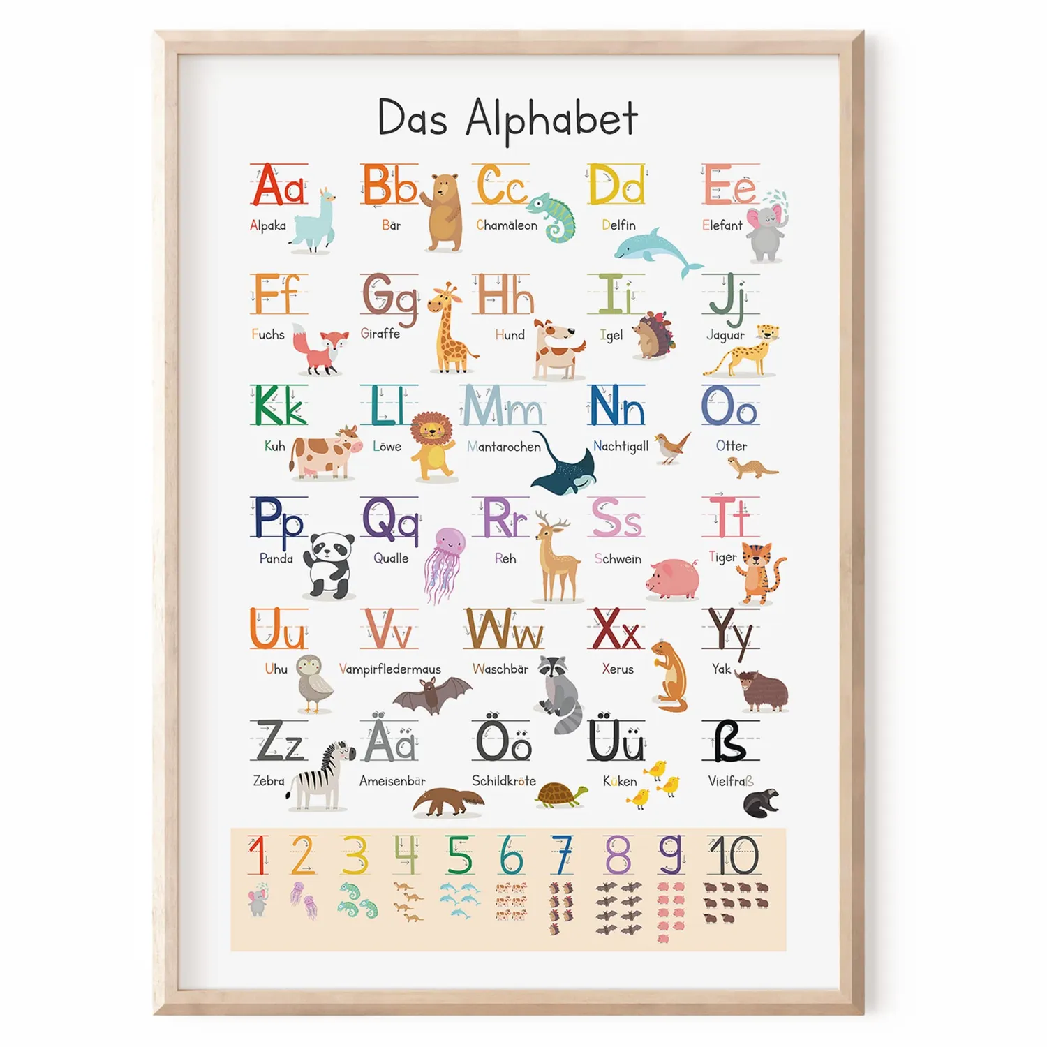 MeinBaby123 Tiere Lernposter A2 ABC Schulausgangsschrift