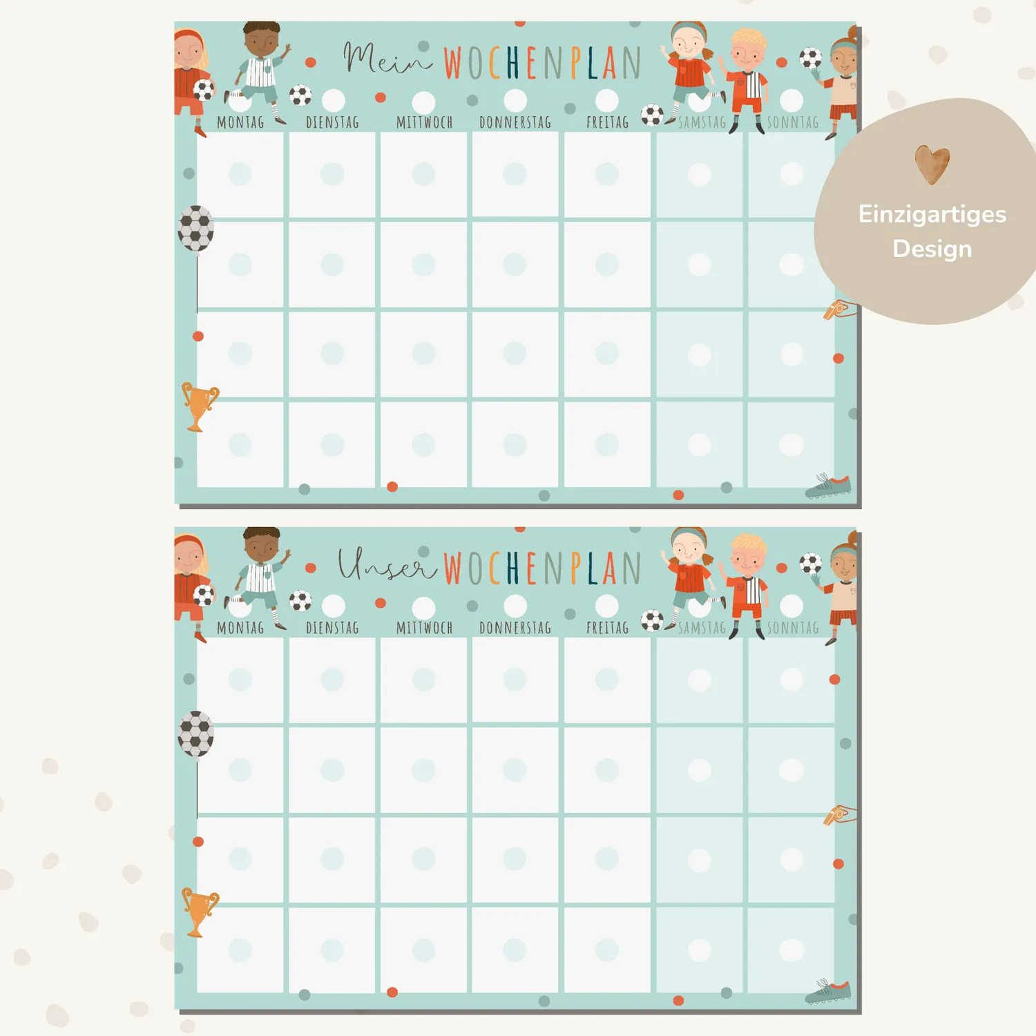 MeinBaby123 Wochenplan Fußball Stundenplan PDF zum Ausdrucken