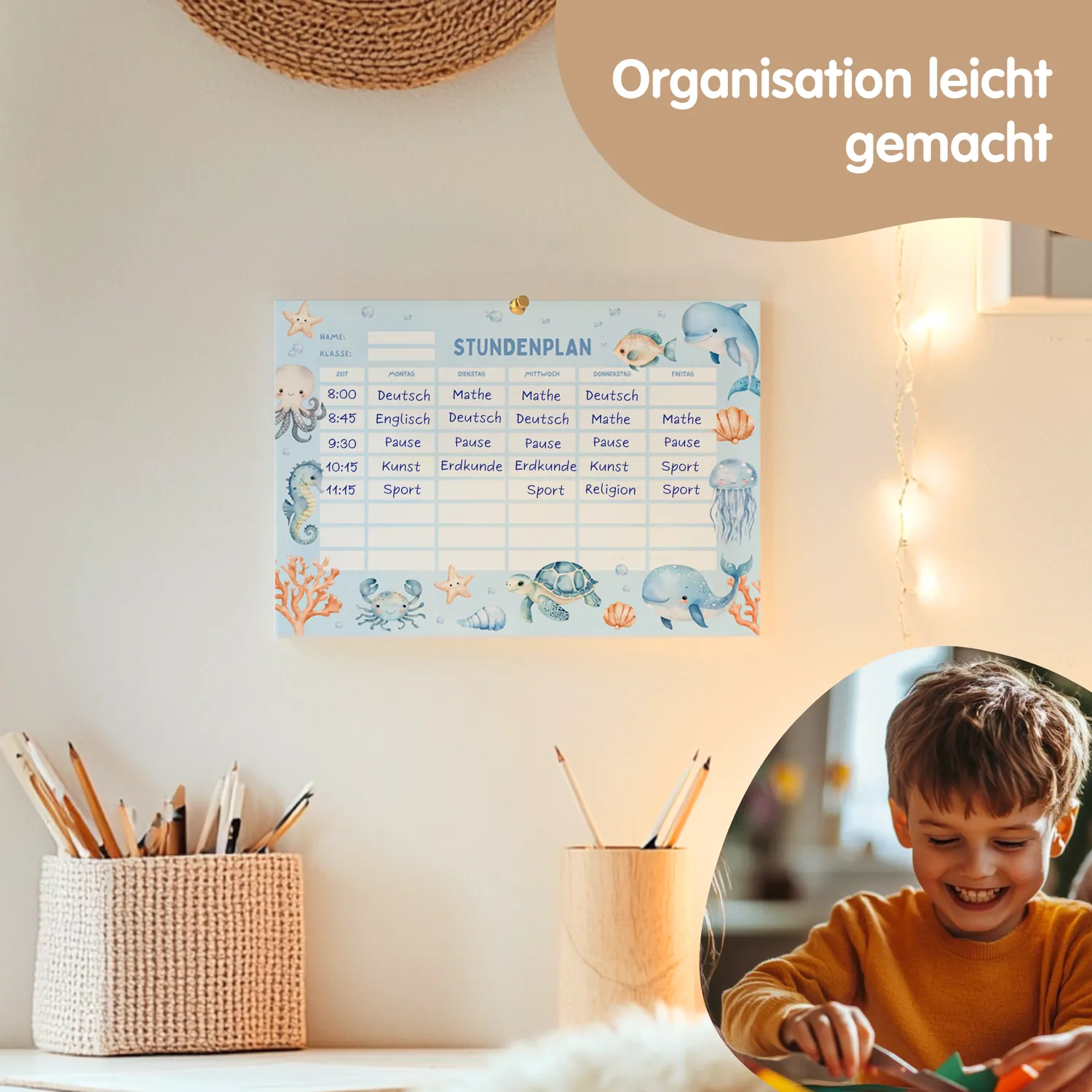 MeinBaby123 Unterwasserwelt Stundenplan PDF A4 Ausdruck