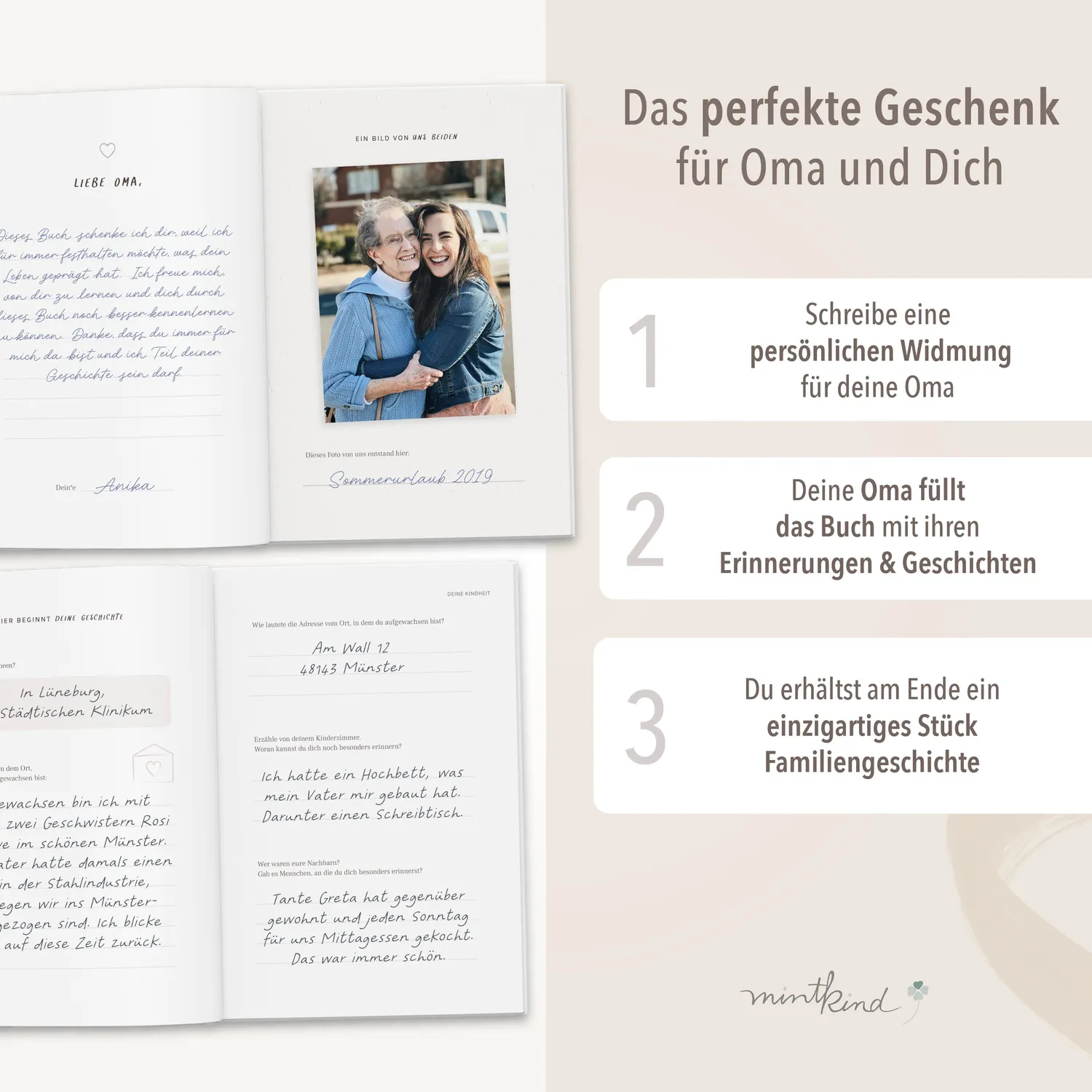 MINTKIND Dein Leben Oma Erinnerungsbuch 112 Seiten