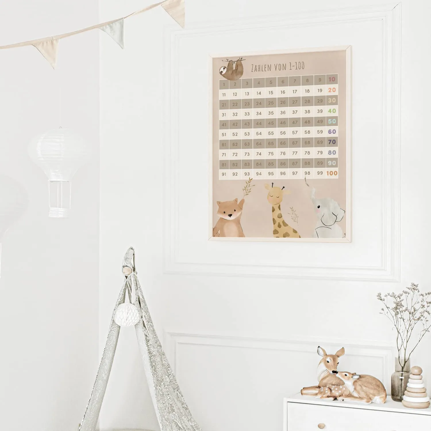 MeinBaby123 Tiere Lernposter Zahlen 1-100 A2