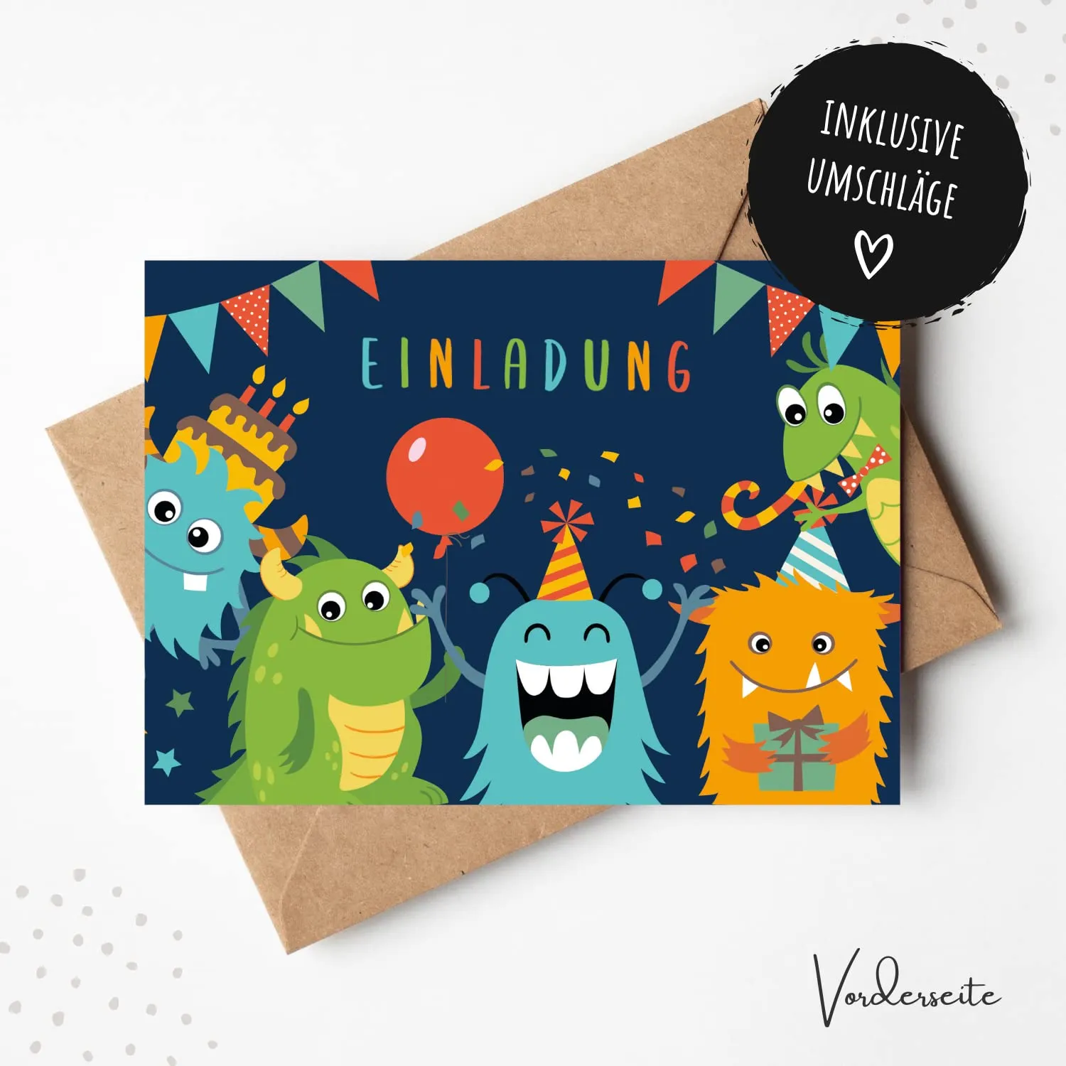 MeinBaby123 Monster Einladungskarten Kindergeburtstag 10er
