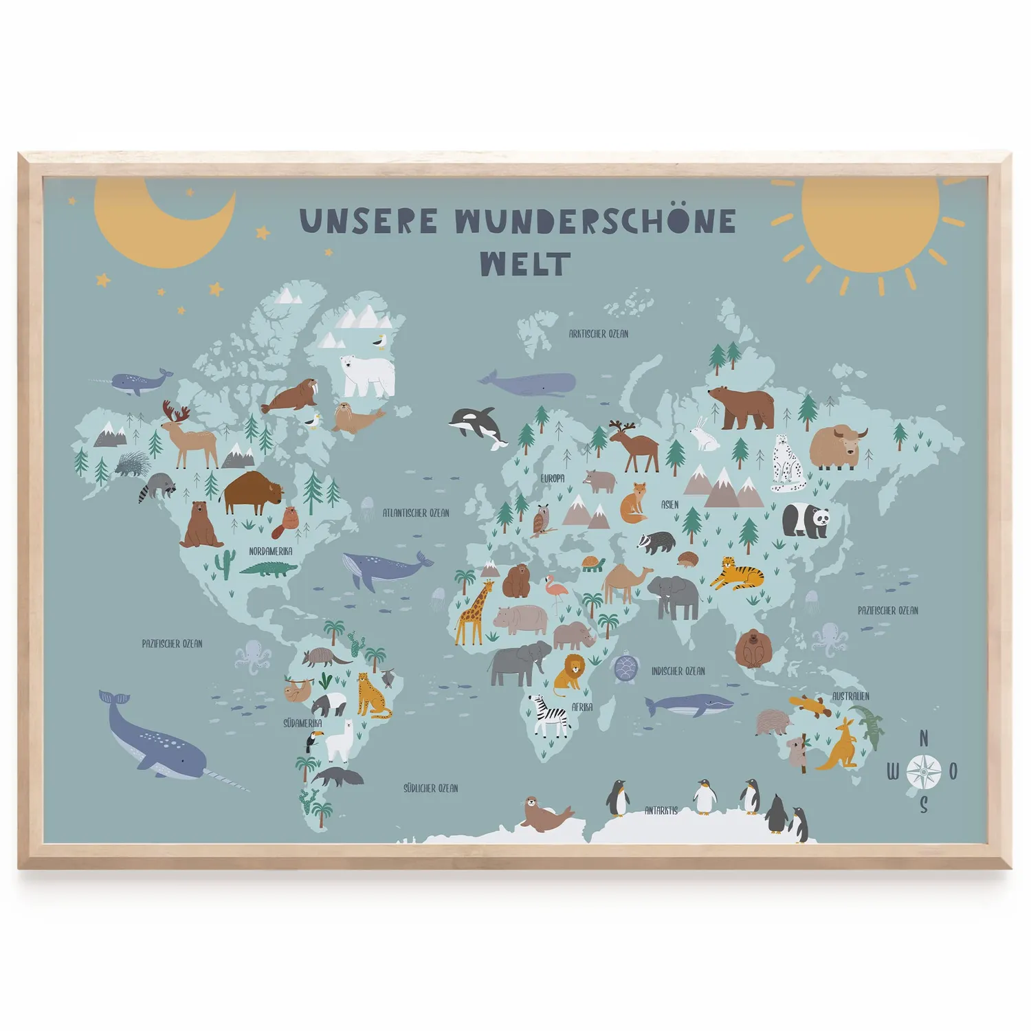 MeinBaby123 Weltkarte Lernposter blau A2 matt