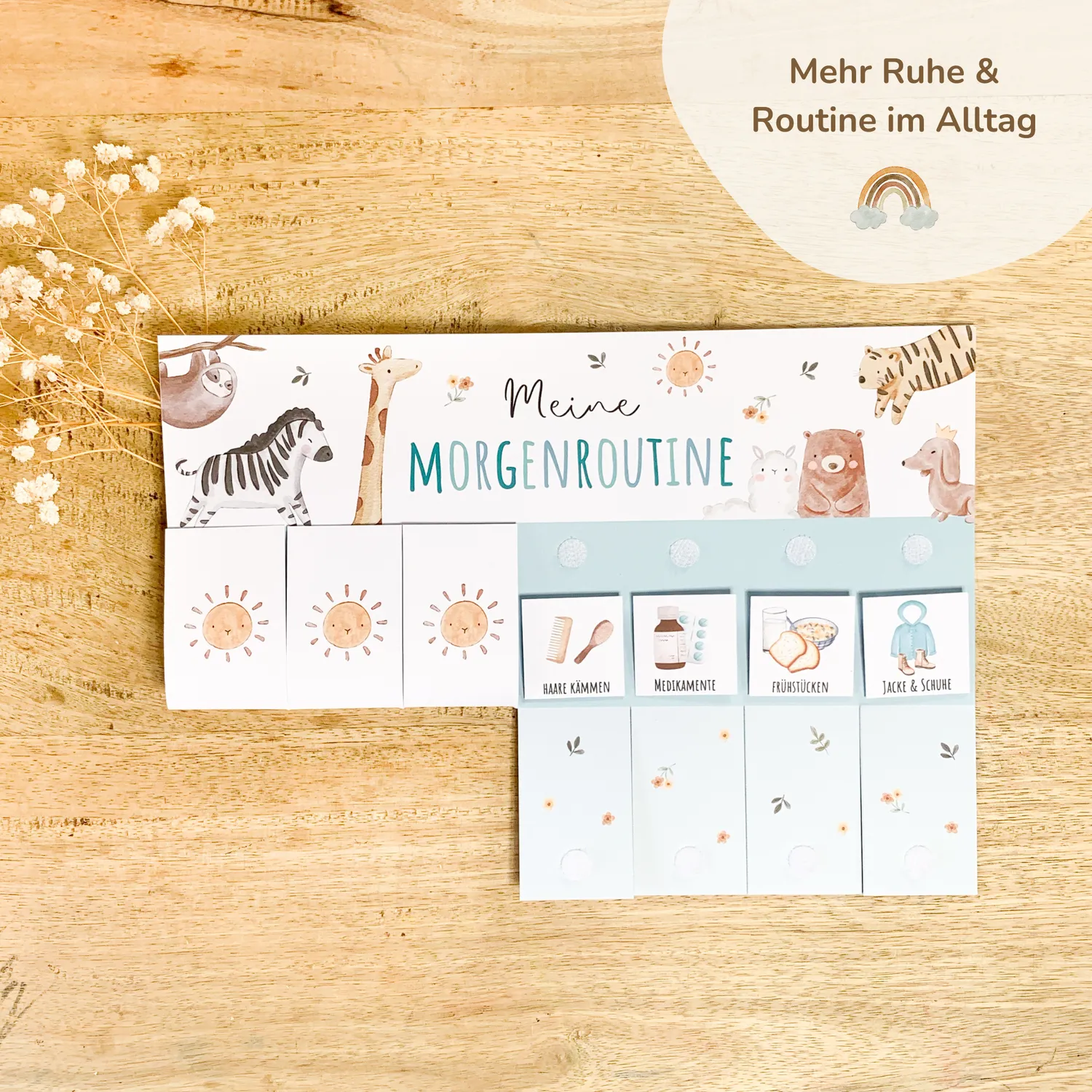 MeinBaby123 Morgen- Abendroutine Routineplan Ausdrucken Boho Türkis PDF