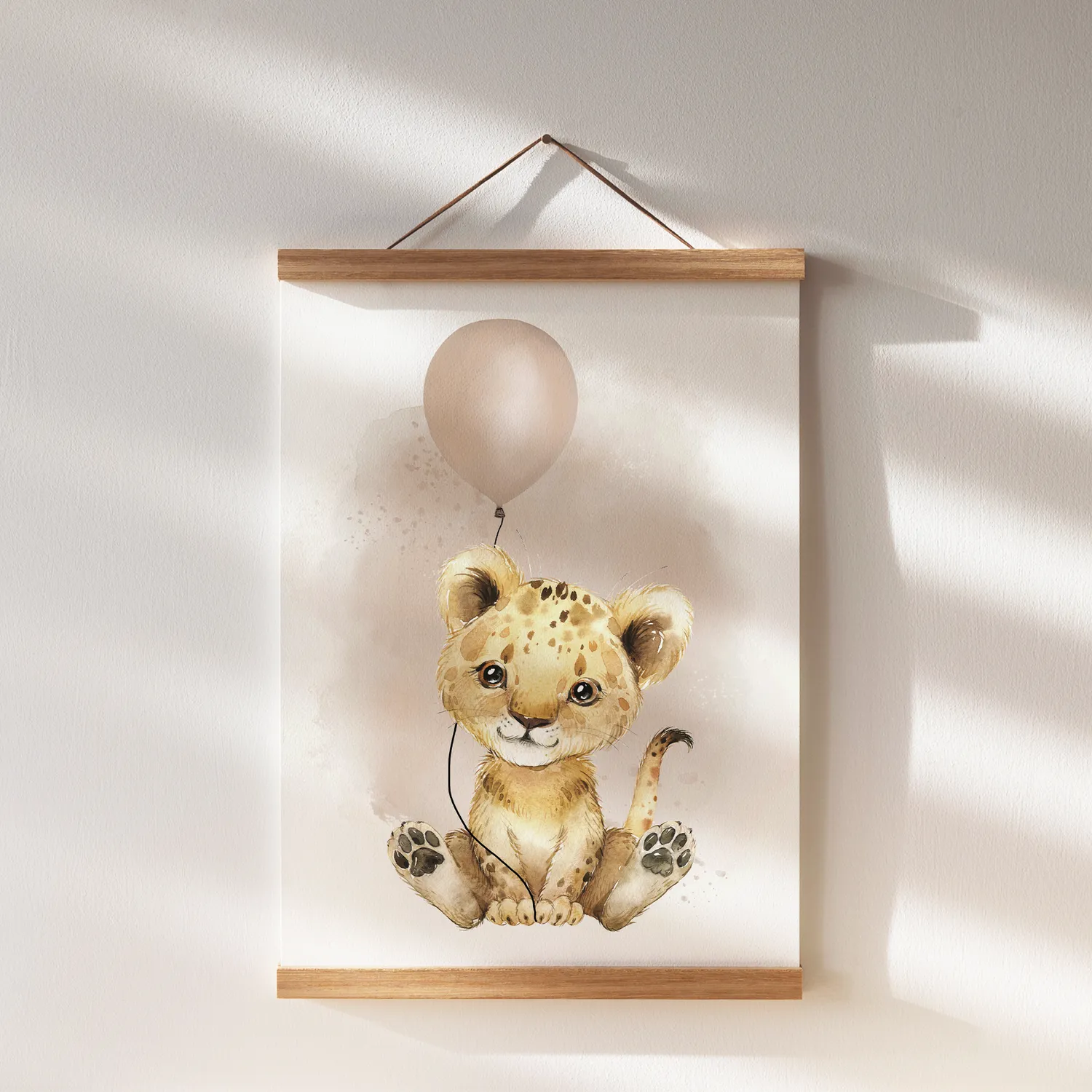 MeinBaby123 Poster 3er Set A4 Löwe Luftballon Beige