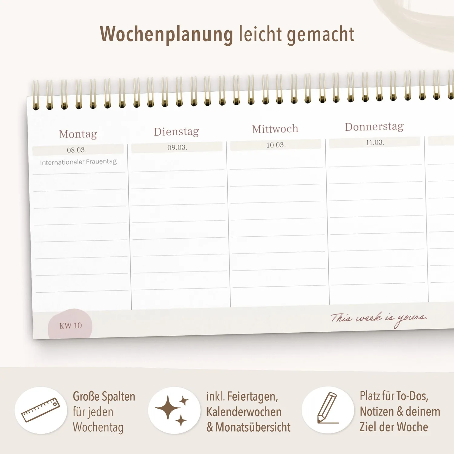 MINTKIND kind of hazel Tischkalender 2027 Leo 52 Wochen