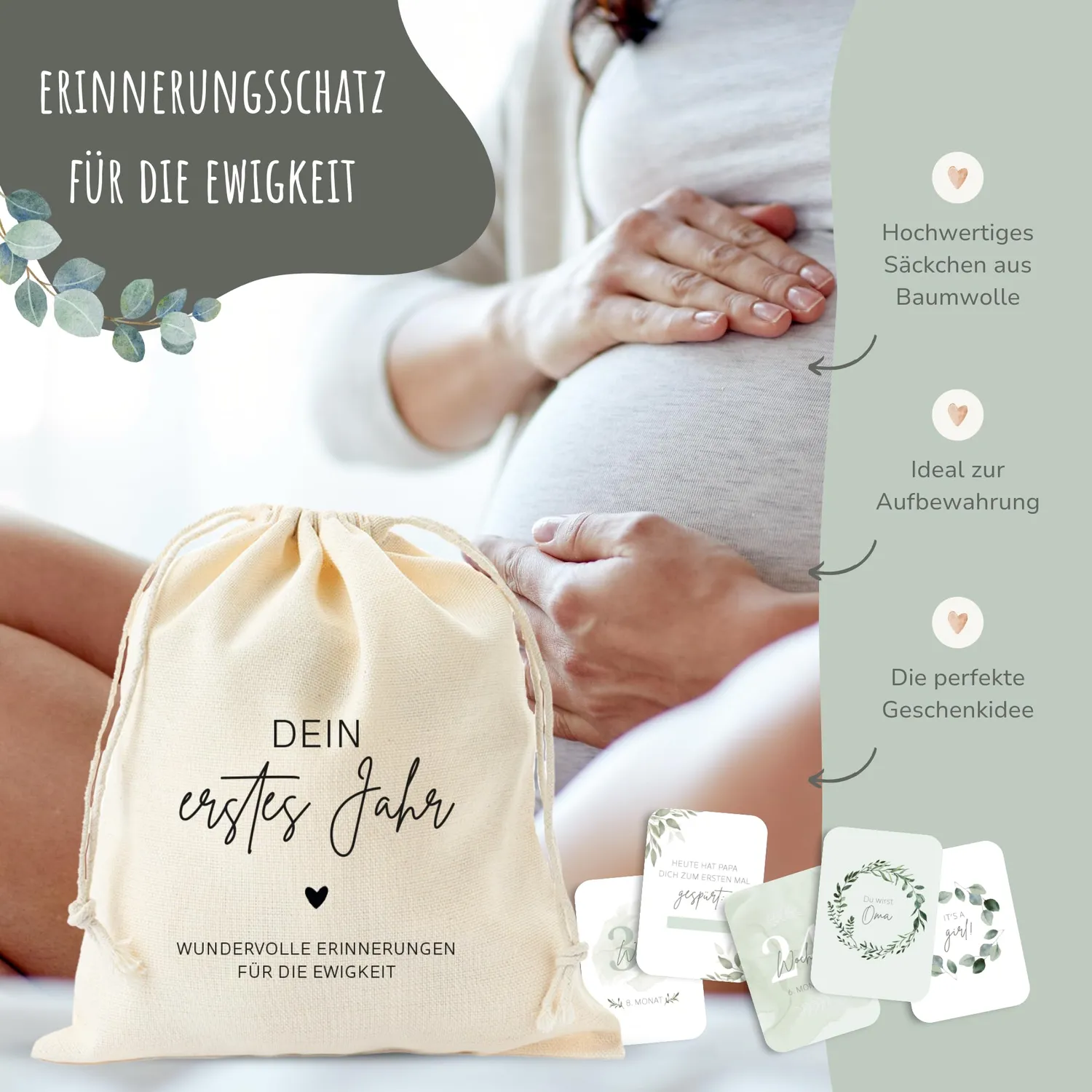 MeinBaby123 Meilensteinkarten Schwangerschaft Eukalyptus 42er