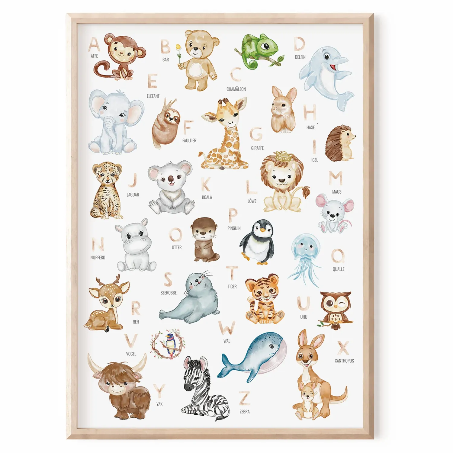 MeinBaby123 Lernposter Tiere Alphabet A2 300g + Bonus