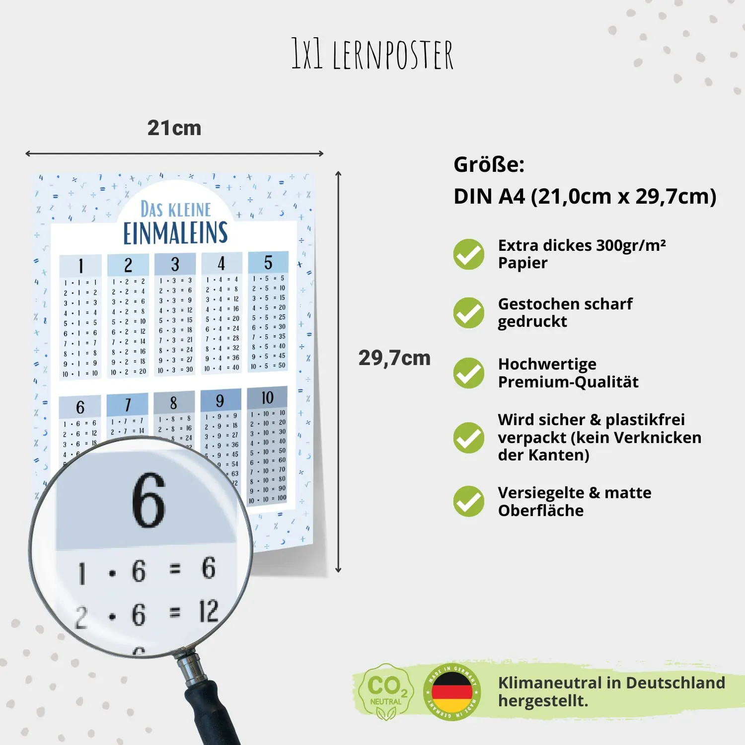 MeinBaby123 Lernposter Einmaleins A4 blau