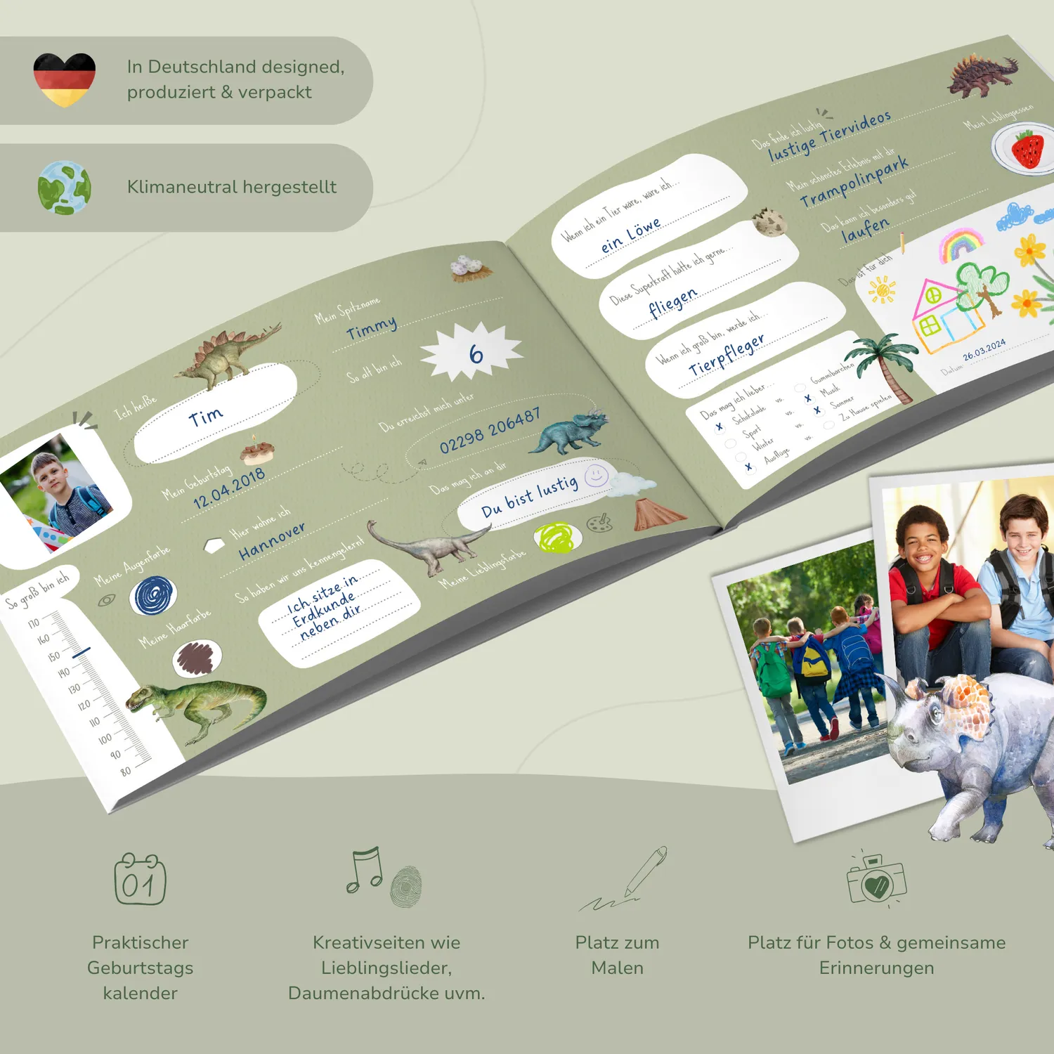 MeinBaby123 Dino Freundebuch Hardcover 26 Freunde