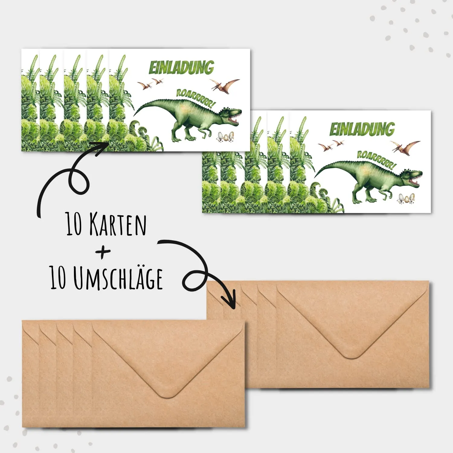 MeinBaby123 Einladungskarten Kindergeburtstag Dino 10er