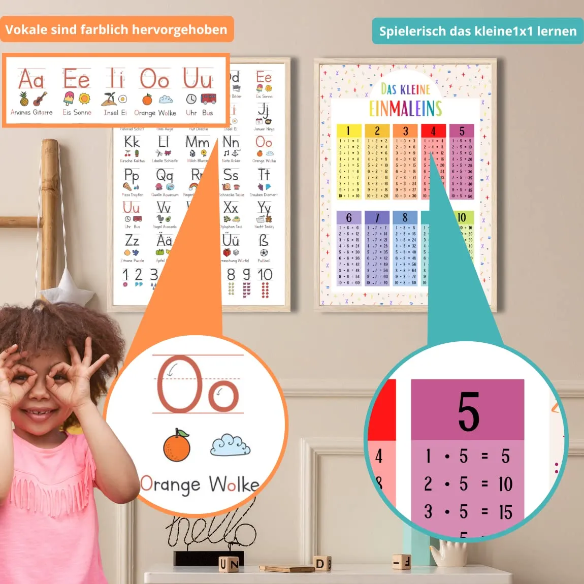 MeinBaby123 Grundschrift Einmaleins Lernposter 2er Set A2