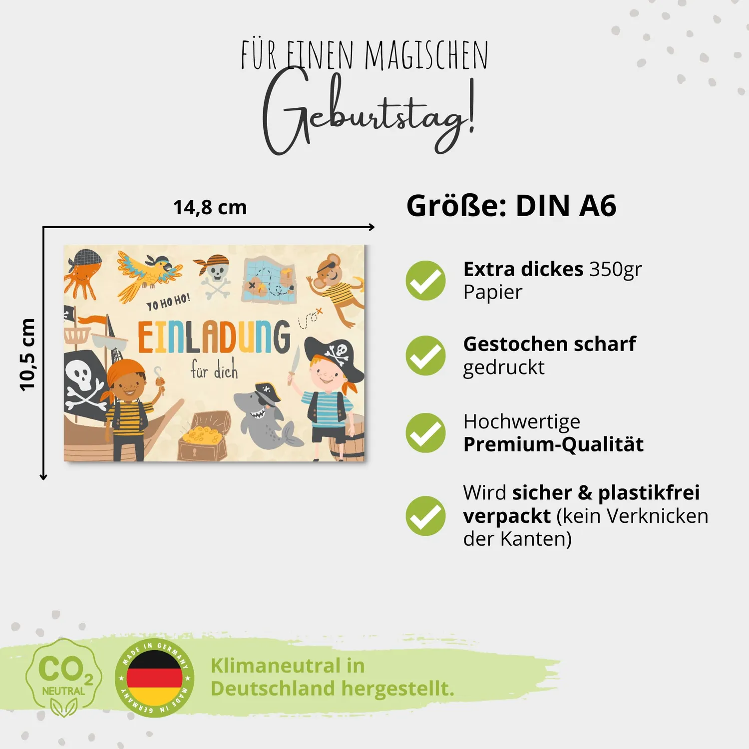 MeinBaby123 Einladungskarten Piraten 10er mit Umschlag