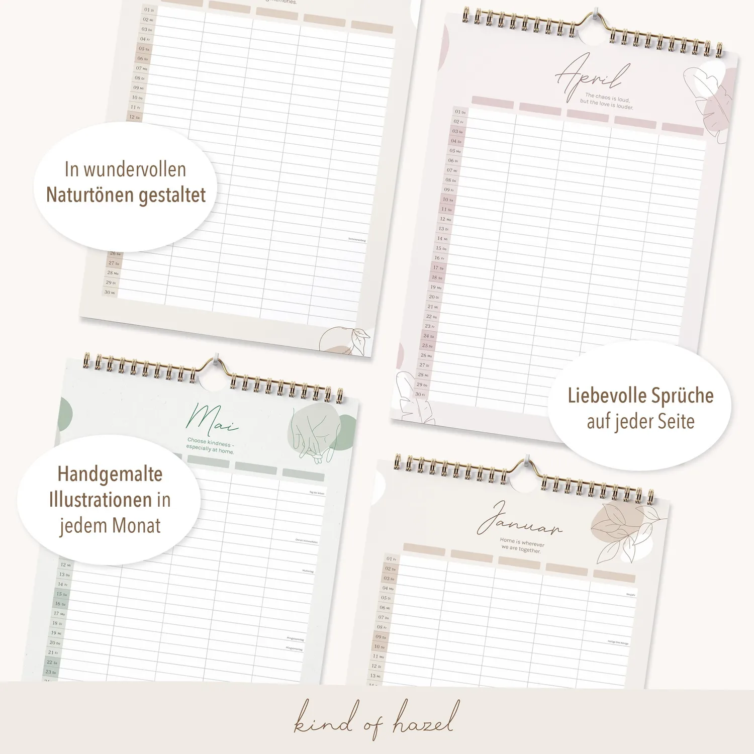 MINTKIND kind of hazel Familienkalender 2027 Wand
