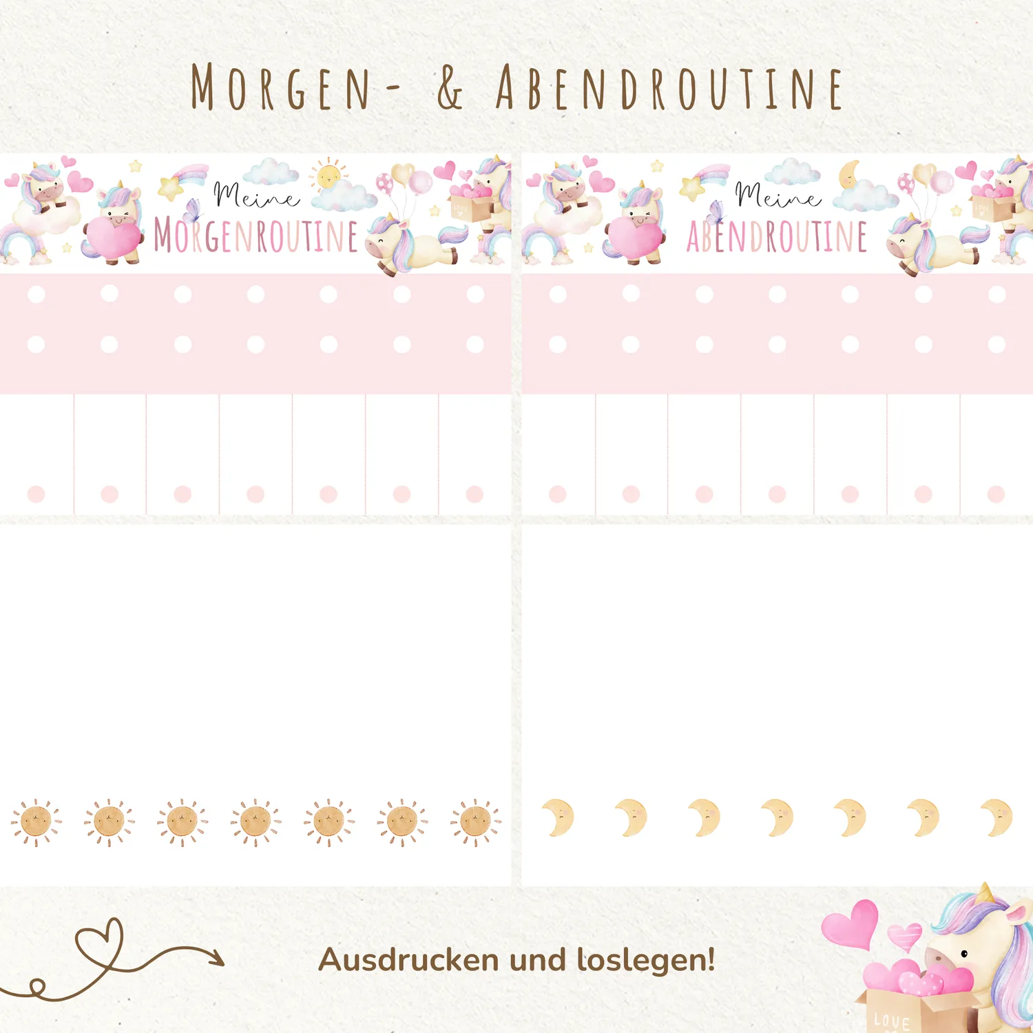 MeinBaby123 Morgen-Abendroutine Einhorn Stundenplan PDF