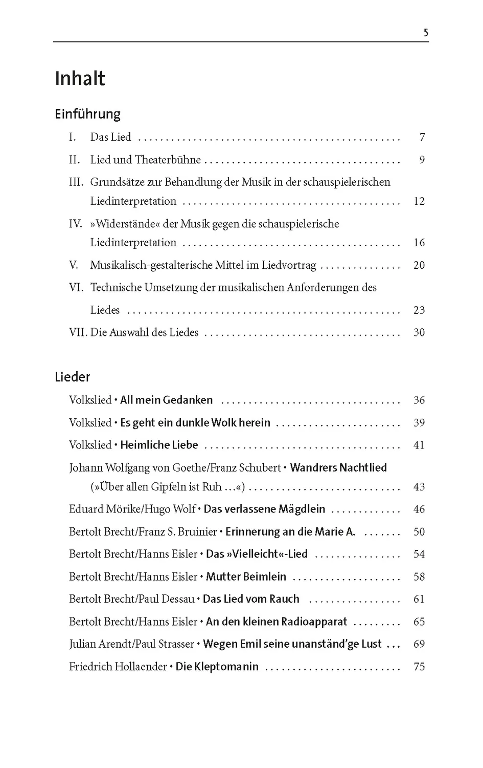 Seemann Henschel 33 Lieder für Schauspieler Theaterbuch Gesang