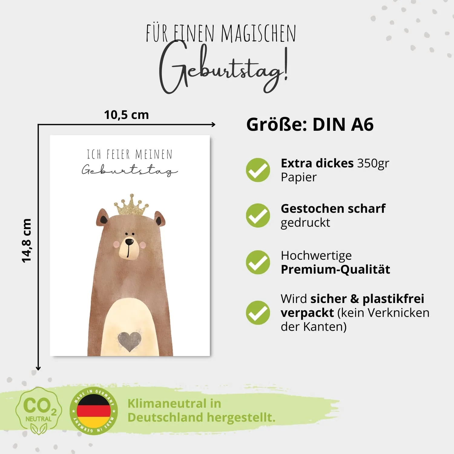 MeinBaby123 Einladungskarten Kindergeburtstag Bär 10er Set