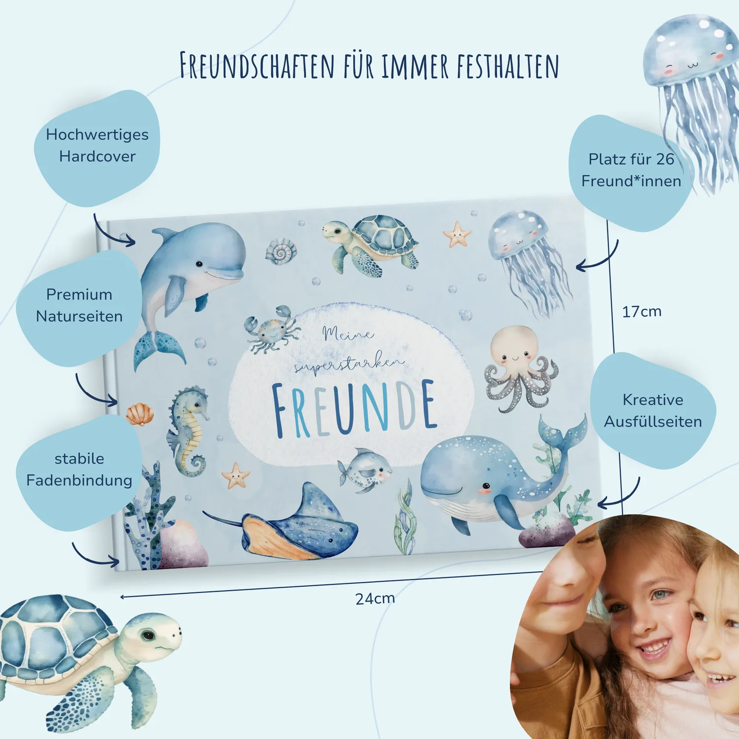 MeinBaby123 Unterwasserwelt Freundebuch Kinder gebunden 76 Seiten