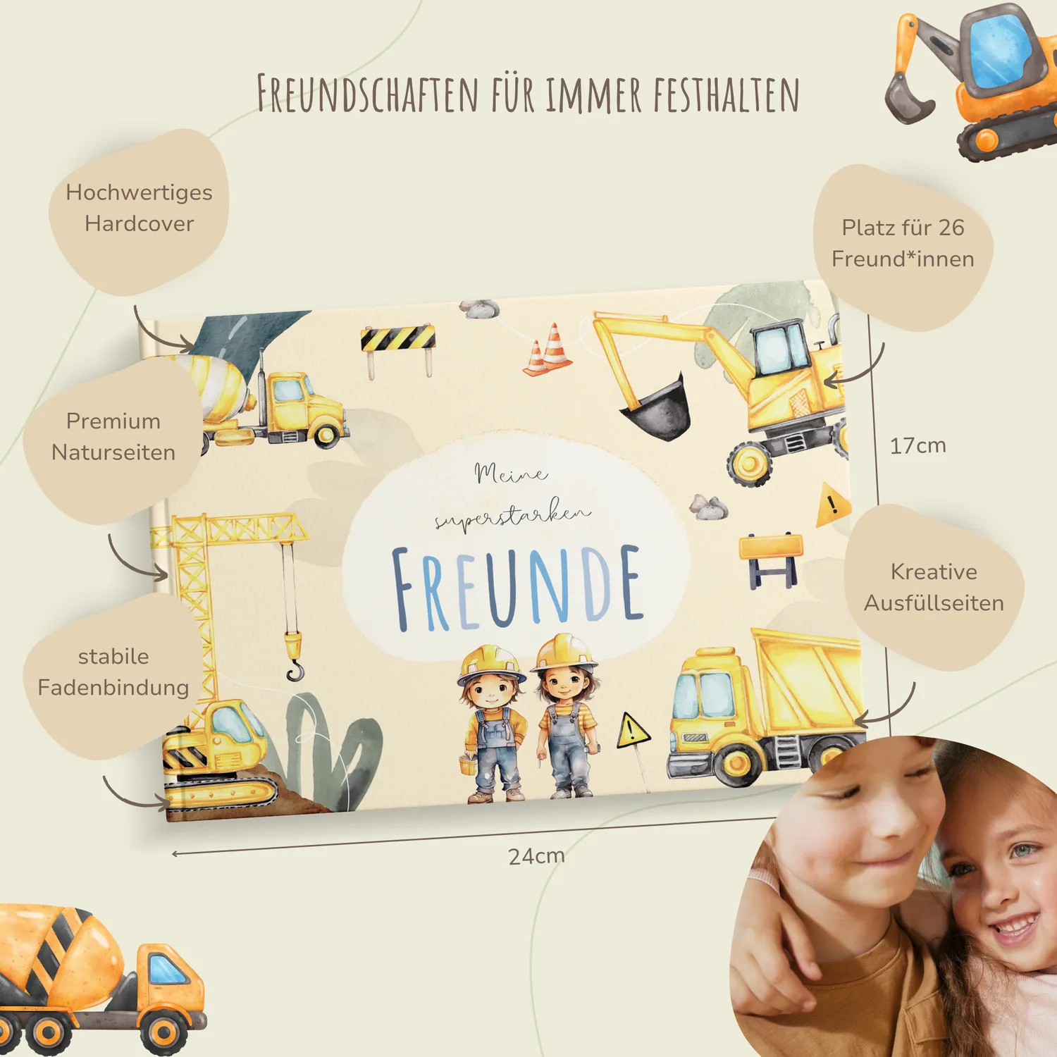 MeinBaby123 Freundebuch Bagger Hardcover 26 Freunde