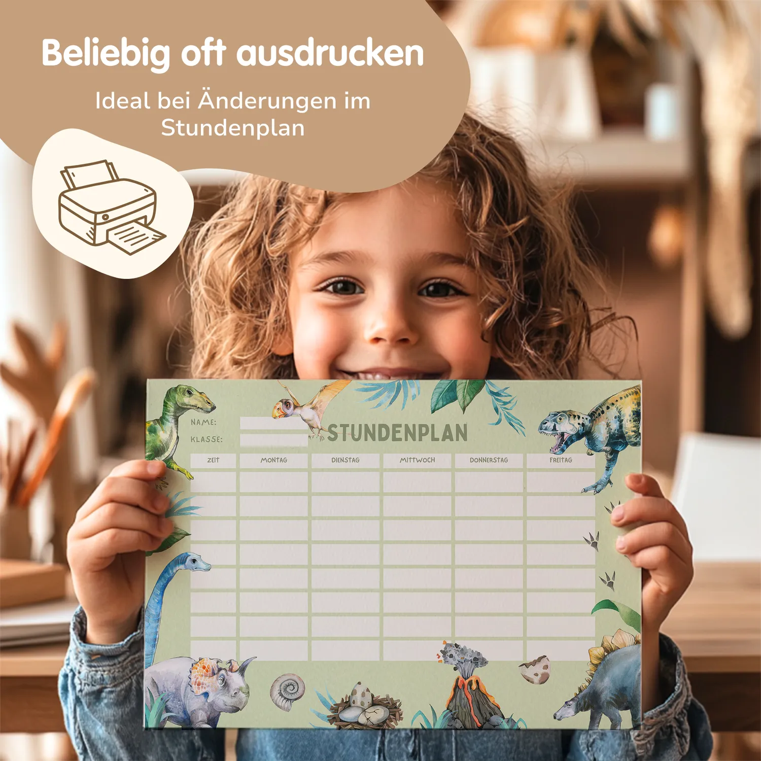 MeinBaby123 Dinos Stundenplan zum Ausdrucken PDF A4