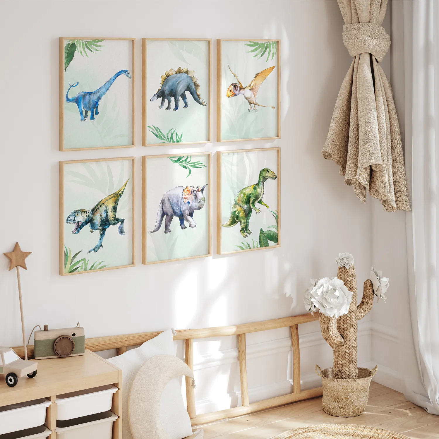 MeinBaby123 Dino Kinderzimmerposter 6er Set A4 matt