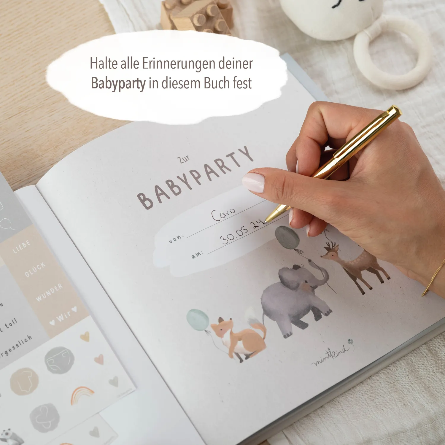 MINTKIND Babyparty Gästebuch Ratespiel 20 Gäste