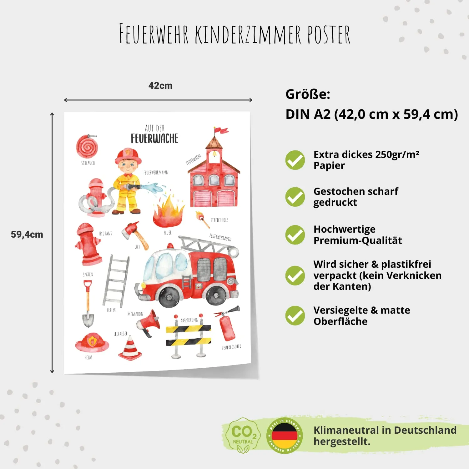 MeinBaby123 Feuerwehr Kinderzimmerposter A2 matt