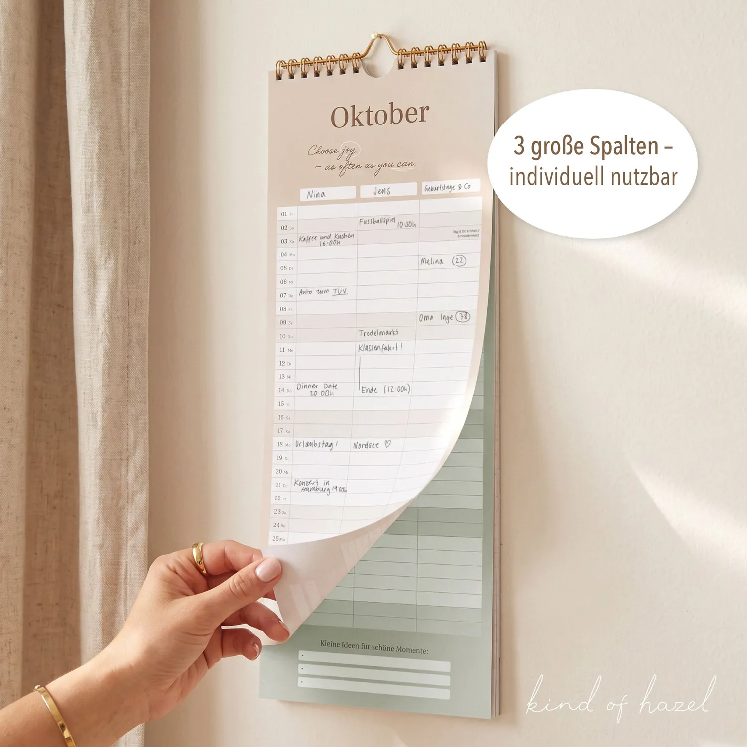 kind of hazel Wandkalender 2027 Leo Spaltenkalender 14,8x40