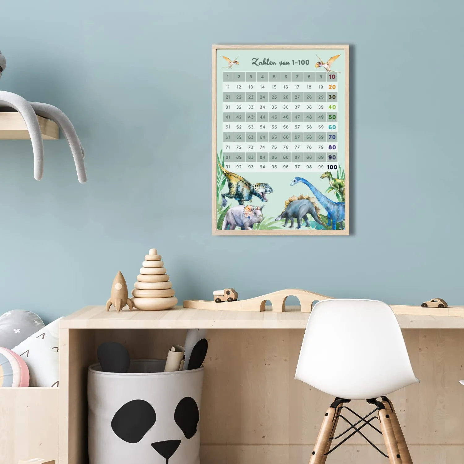MeinBaby123 Lernposter Zahlen 1-100 Dinos A2