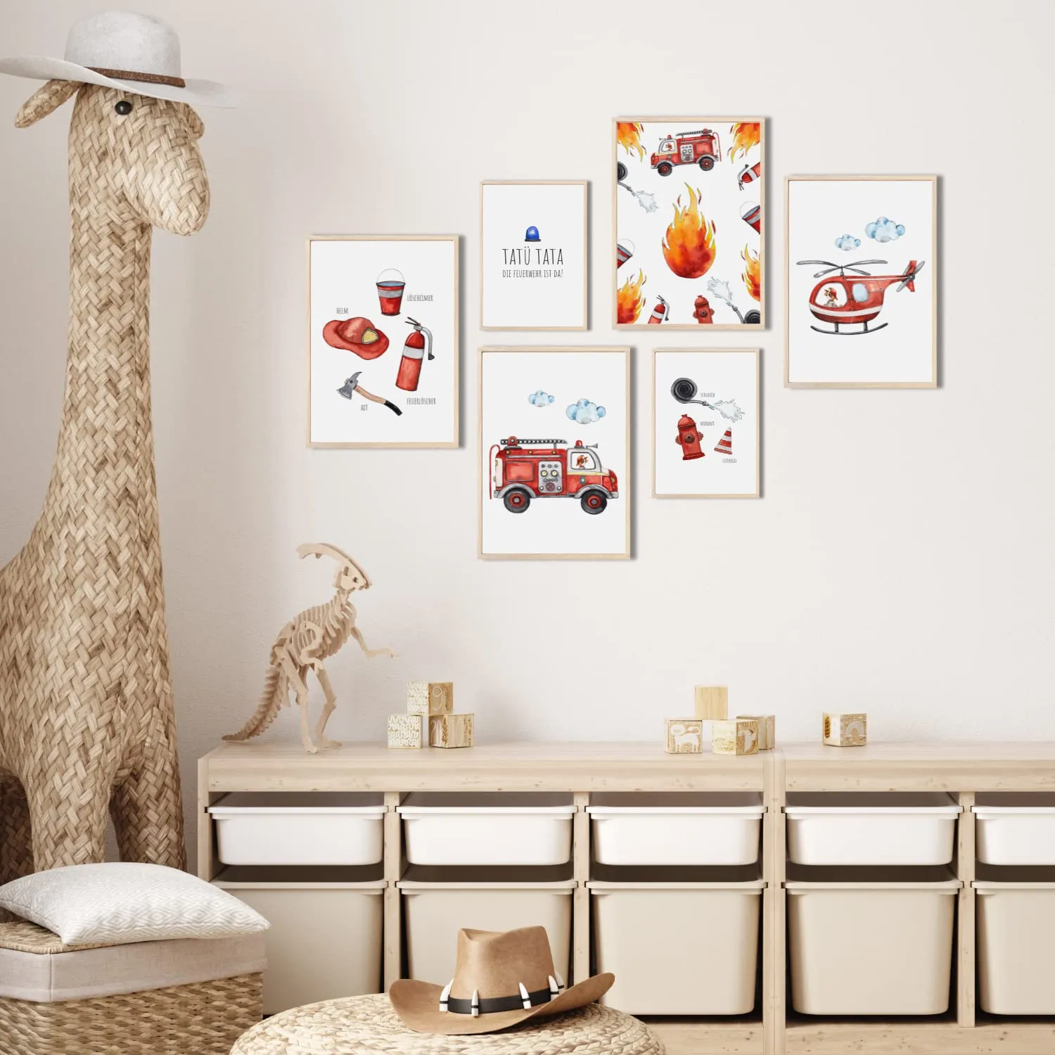 MeinBaby123 Poster Kinderzimmer 6er A4 A5 Feuerwehr matt