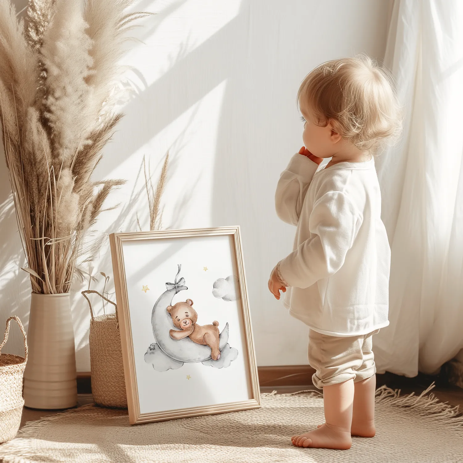MeinBaby123 Bär & Mond Poster 3er Set A4 Boho