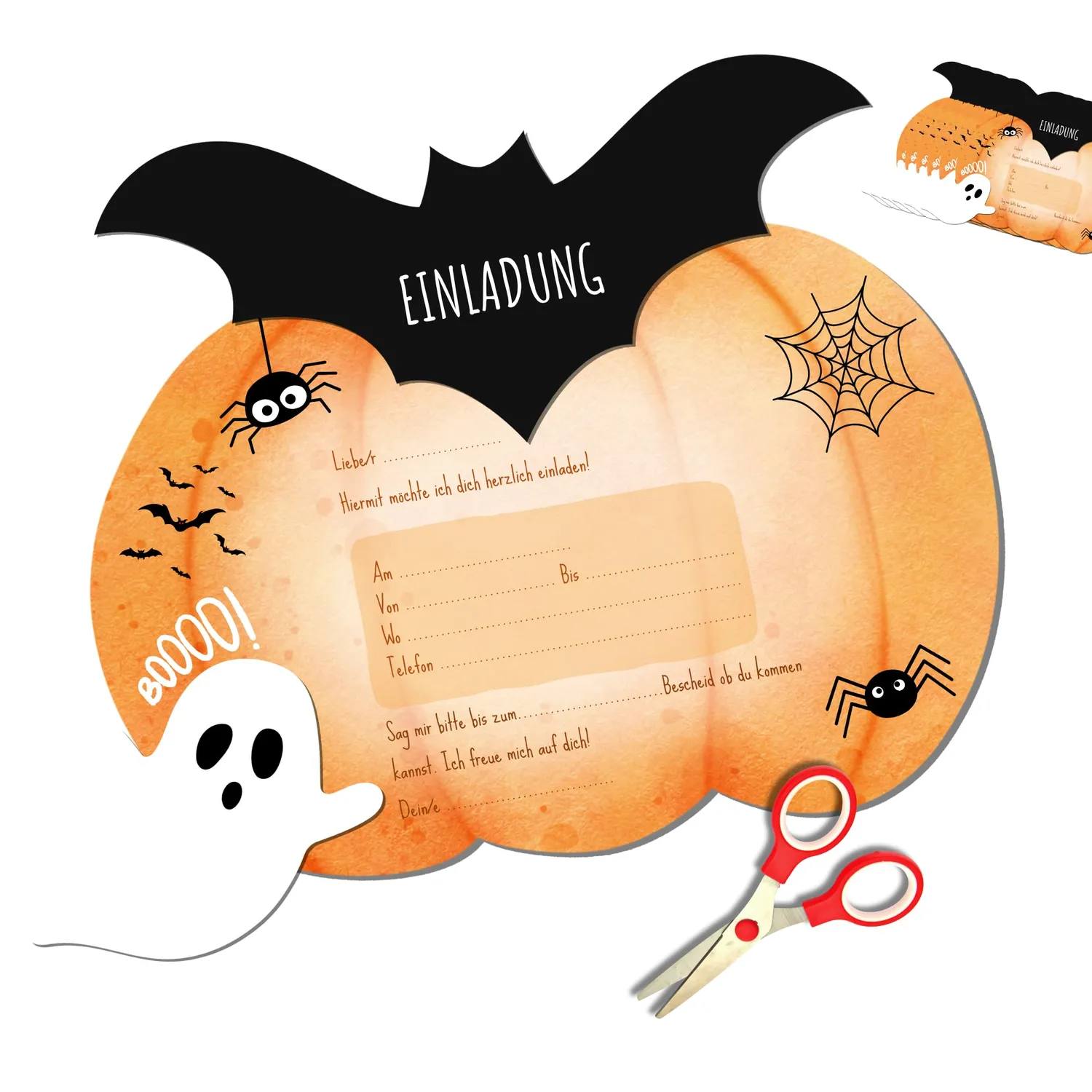 MeinBaby123 Halloween Einladungskarten 10 Stück Bastelset