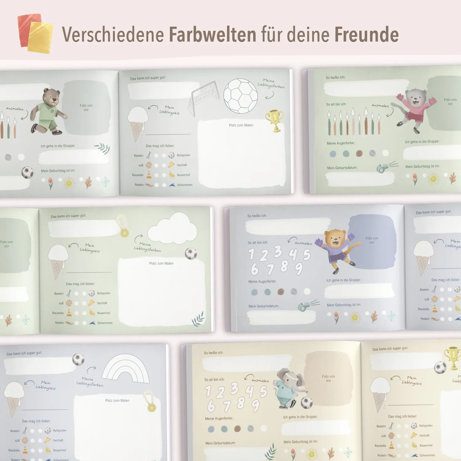MINTKIND Kindergarten Freundebuch Fußball Hardcover 25 Kicker