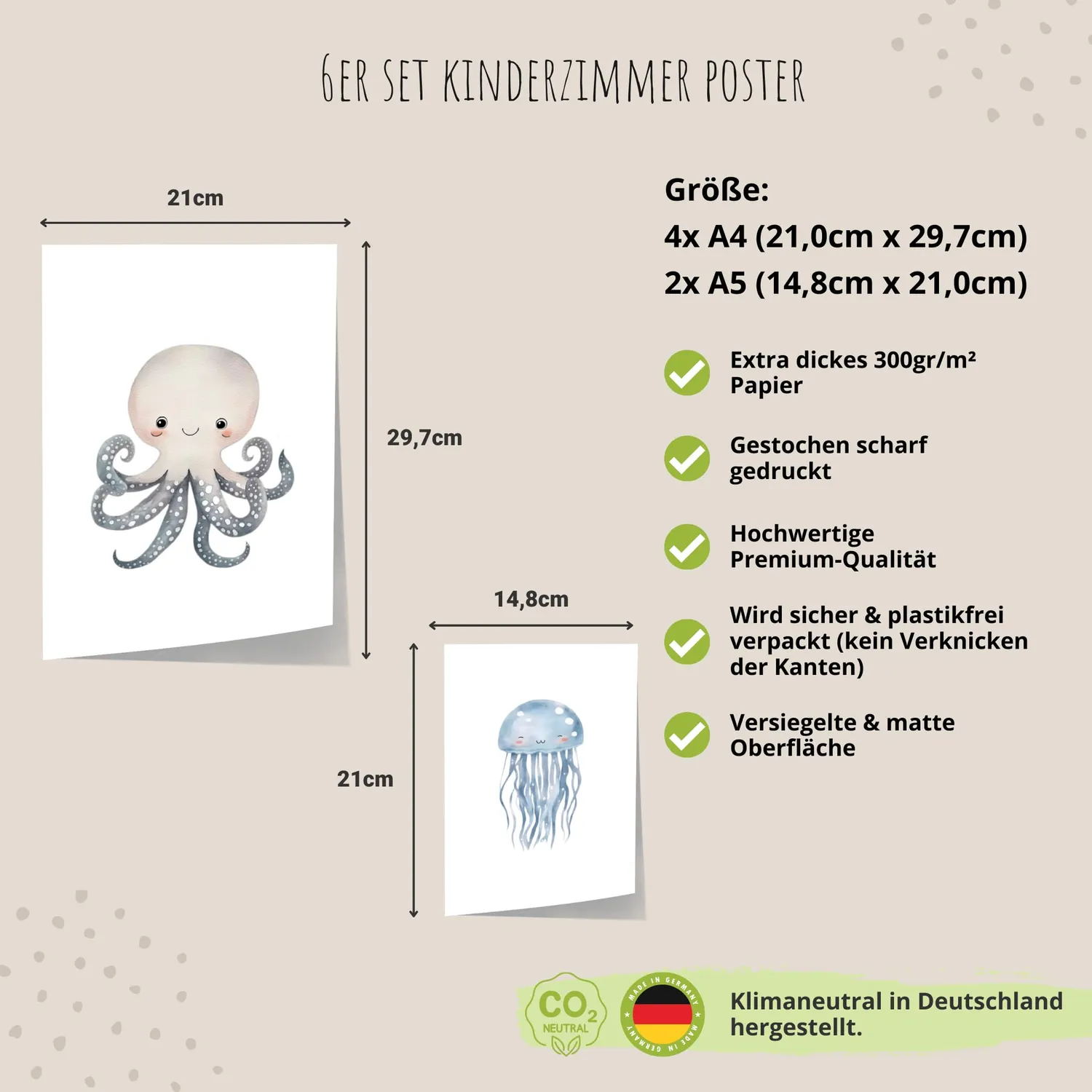 MeinBaby123 Unterwasserwelt Poster 6er Set A4 & A5 matt