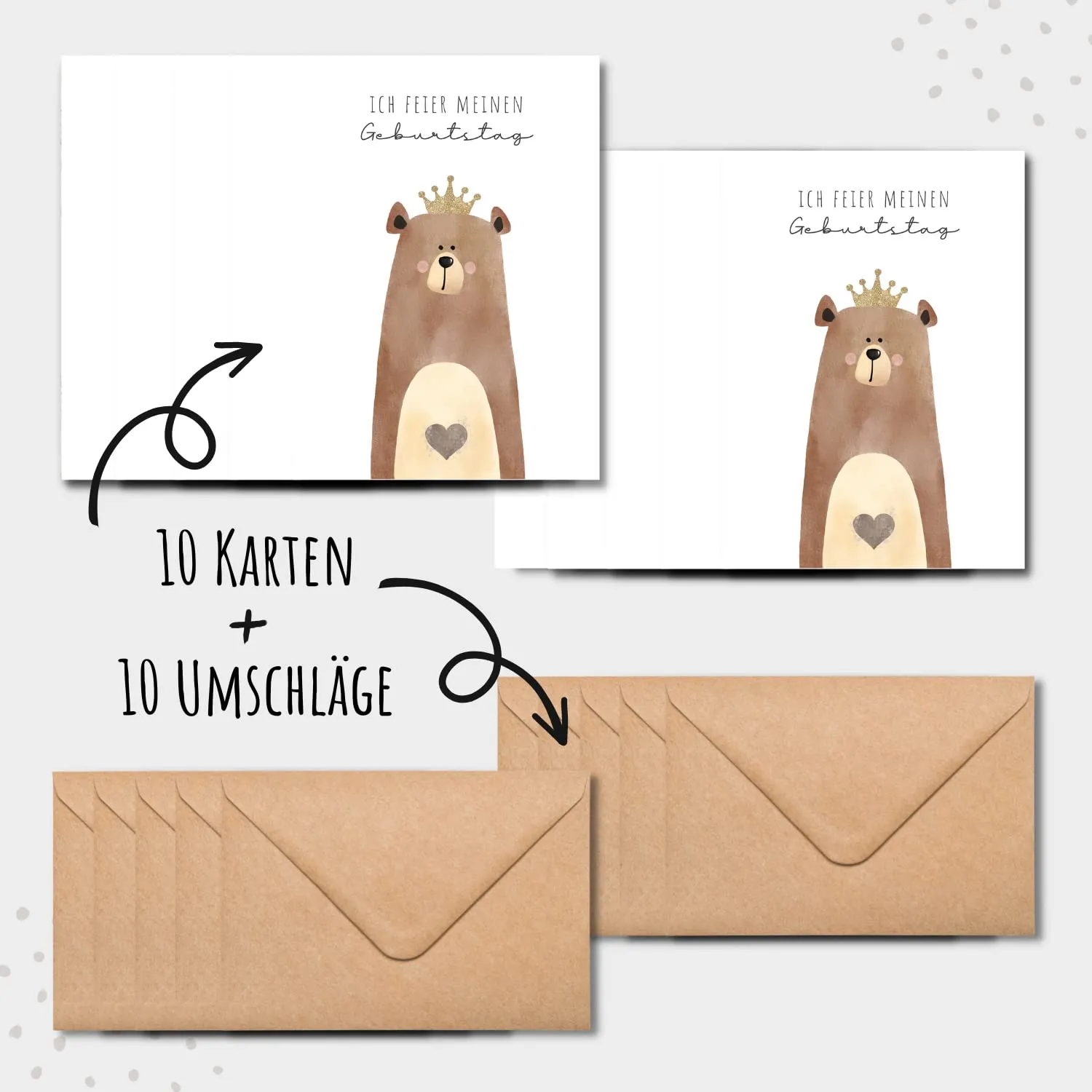 MeinBaby123 Einladungskarten Kindergeburtstag Bär 10er Set