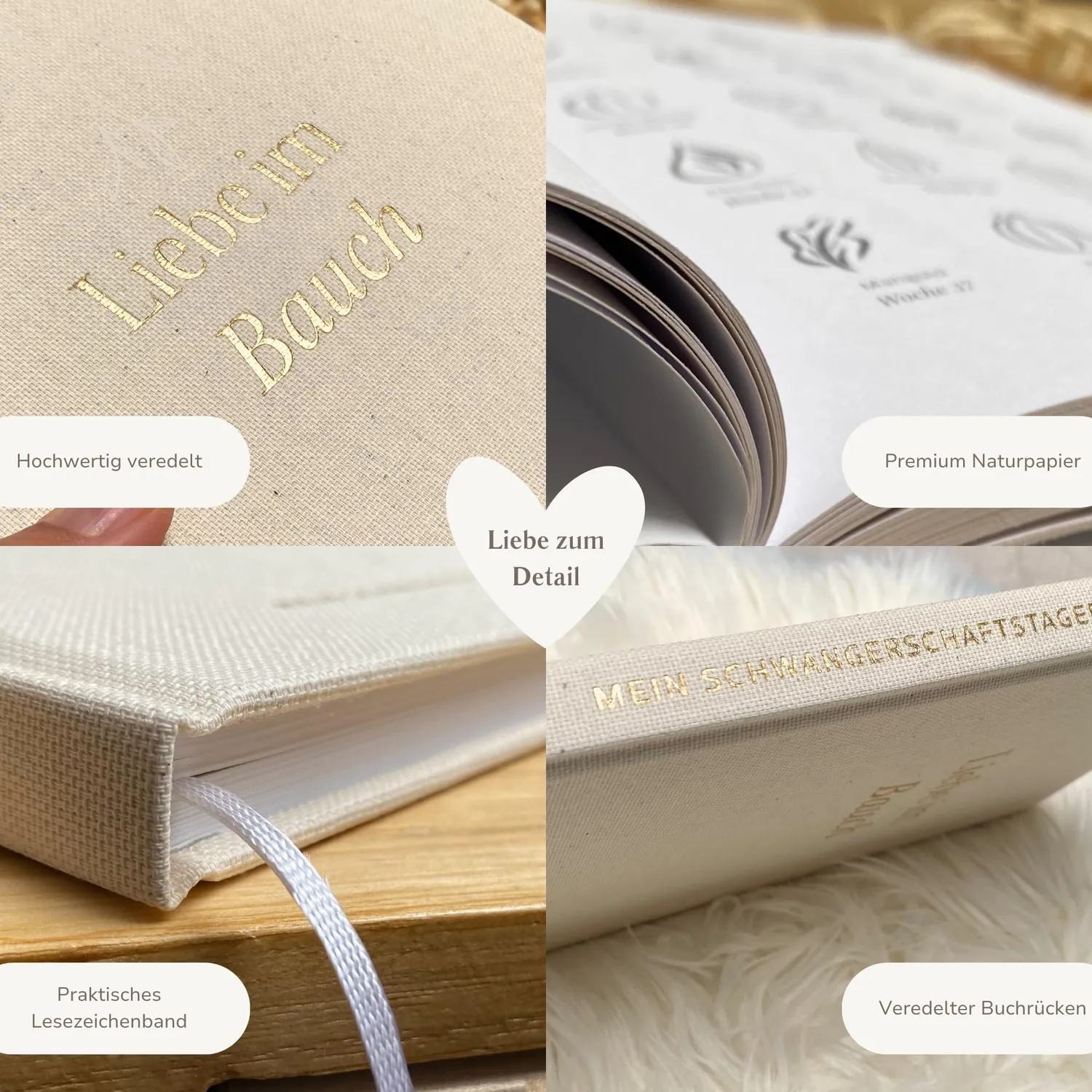 MeinBaby123 Schwangerschaftstagebuch Leinen Goldgravur 136 Seiten