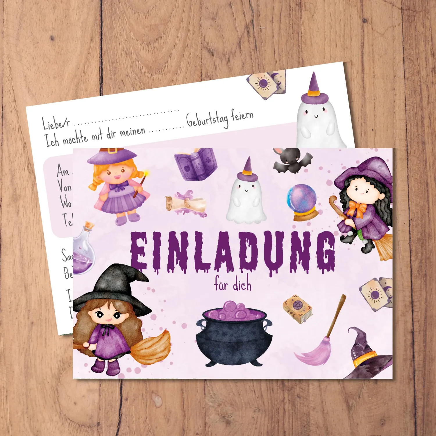 MeinBaby123 Einladungskarten Kindergeburtstag Hexe 10er Set