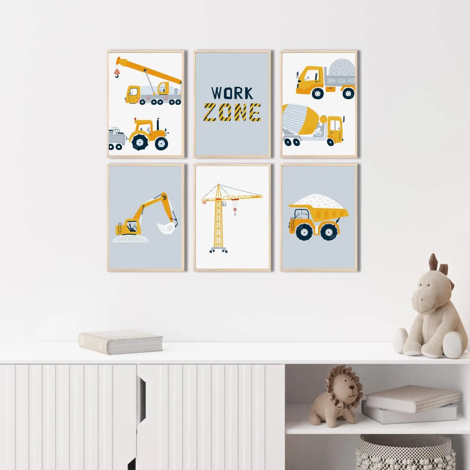 MeinBaby123 Kinderzimmerposter Bagger A4 6er Set