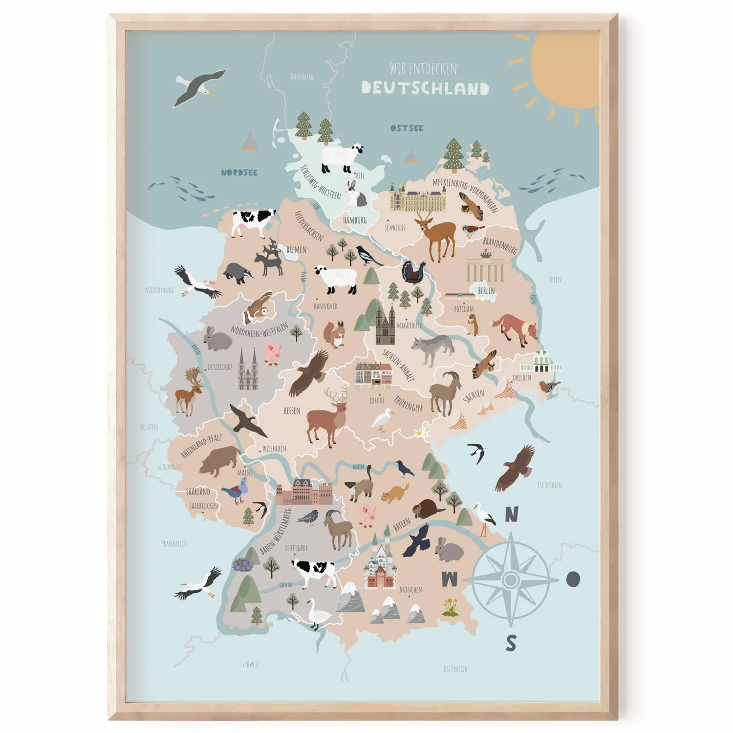 MeinBaby123 Deutschlandkarte Lernposter A2 300g Premiumpapier