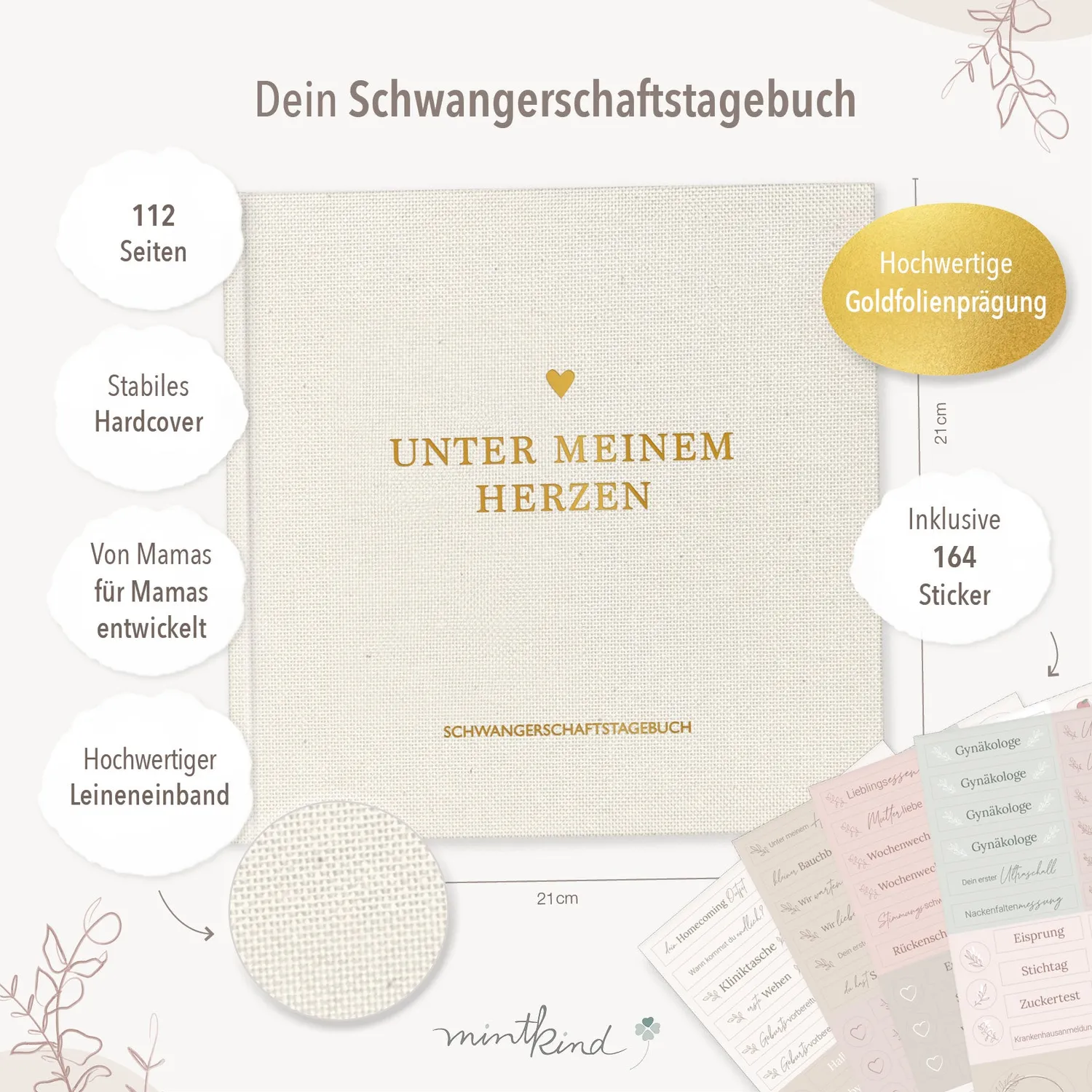 MINTKIND Schwangerschaft Bundle Tagebuch Karten Sticker Set