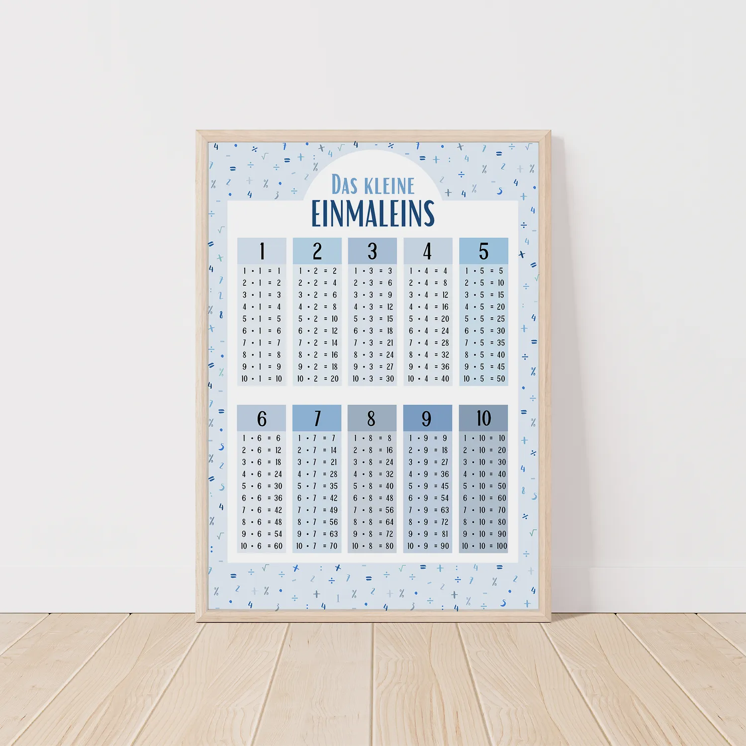 MeinBaby123 Einmaleins Lernposter blau A2 mit Übungsblättern