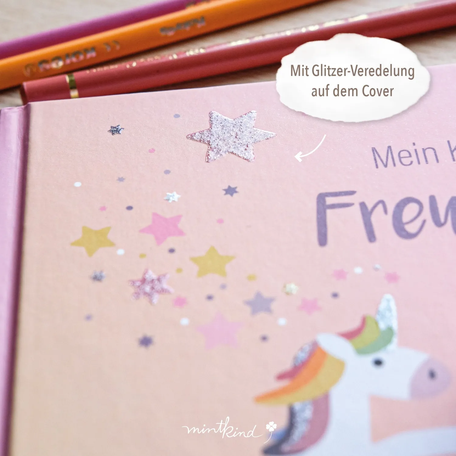 MINTKIND Einhorn Freundebuch Kindergarten Rosa 96 Seiten
