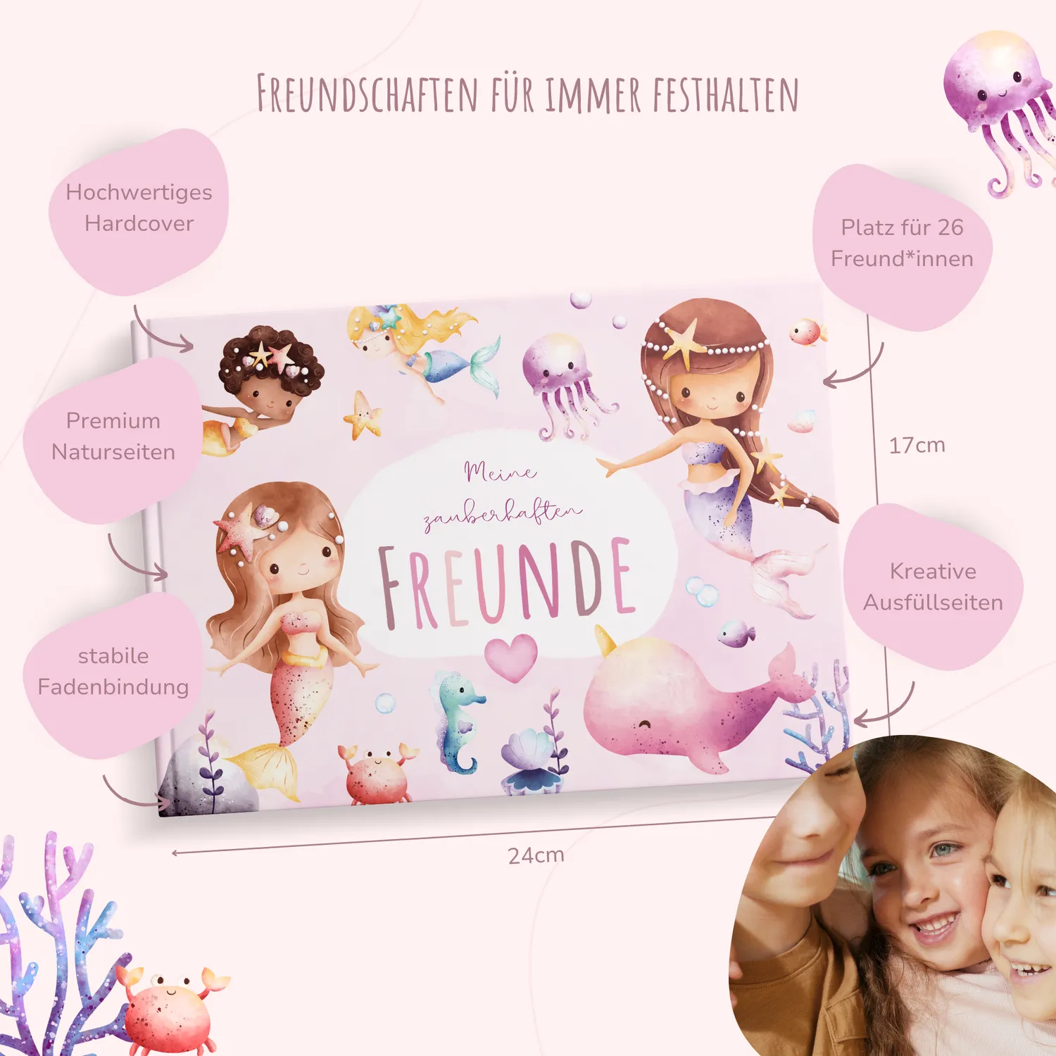 MeinBaby123 Meerjungfrauen Freundebuch Kinder Hardcover 76S