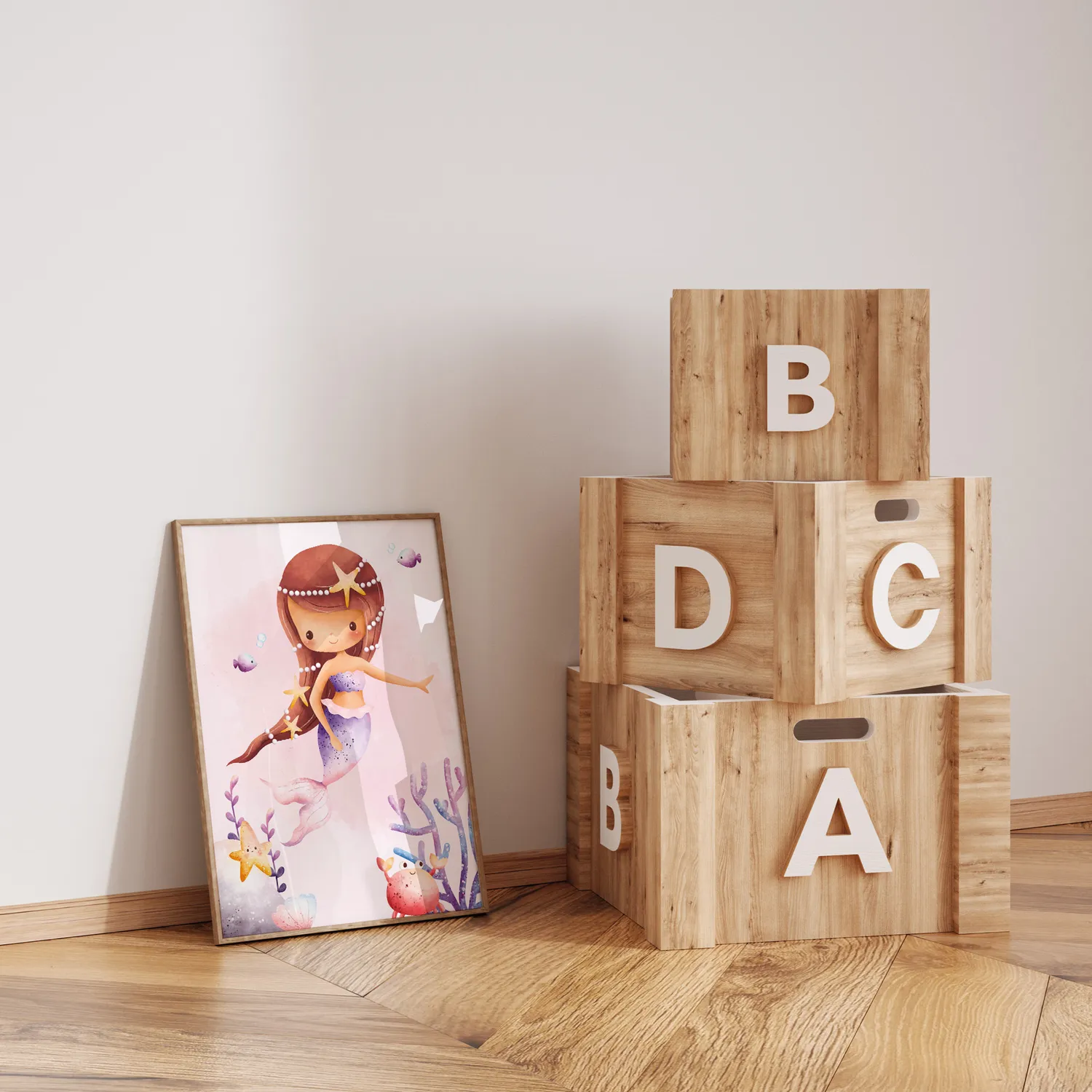 MeinBaby123 Kinderzimmer Poster 3er Set A4 Meerjungfrauen