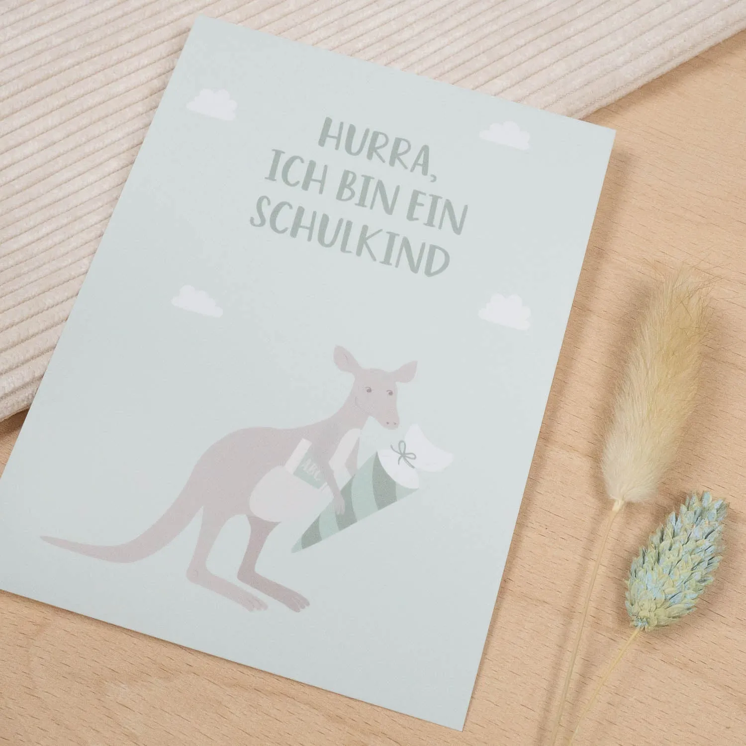 MINTKIND Hurra ich bin ein Schulkind Postkarte A6 Mint