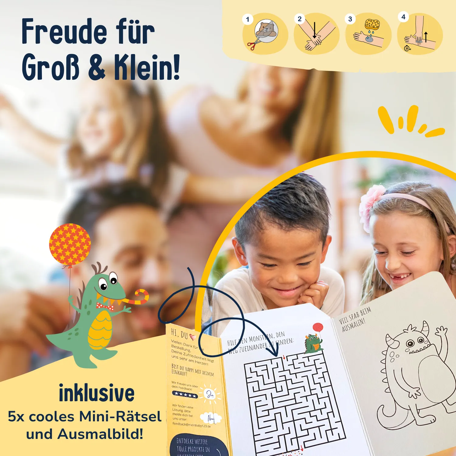 MeinBaby123 Monster Tattoos 5er Set 550 Stück vegan