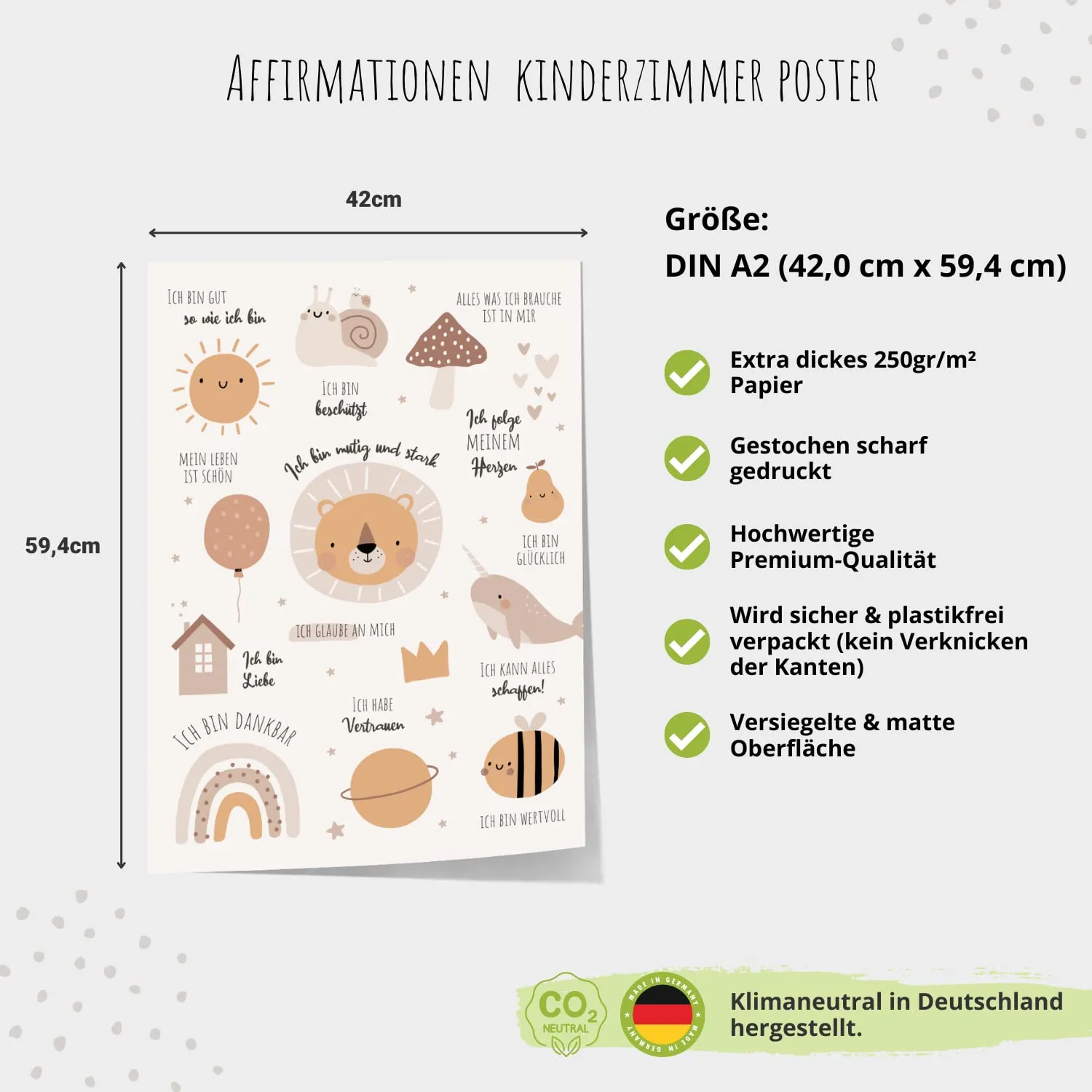 MeinBaby123 Affirmationen Kinderzimmerposter A2 Tiermotive