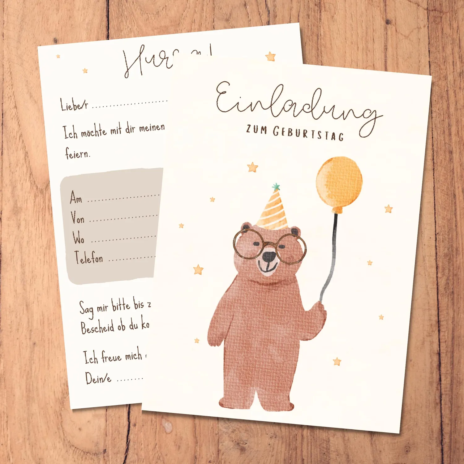 MeinBaby123 Bär Einladungskarten Kindergeburtstag 10er Set mit Umschlägen