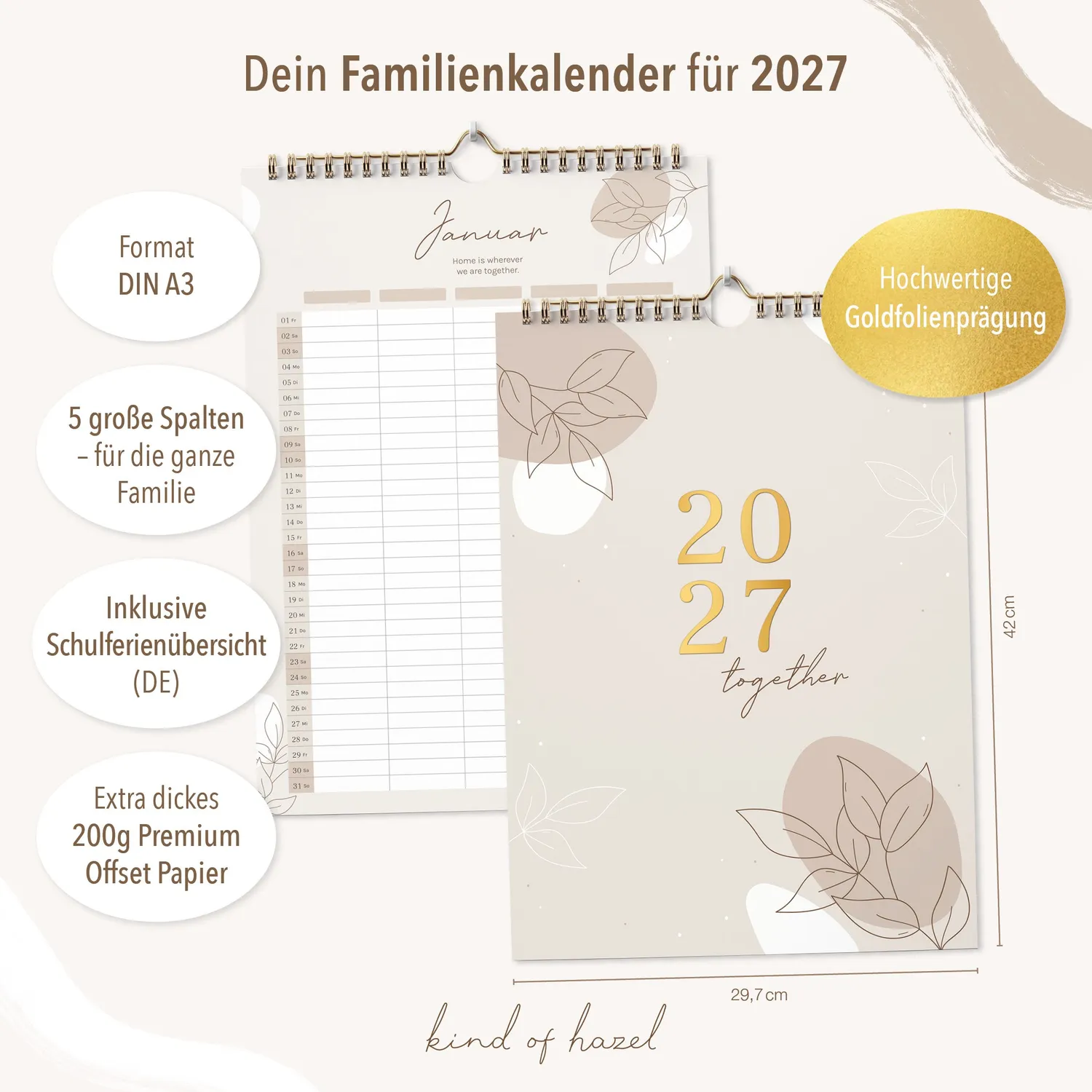 MINTKIND kind of hazel Familienkalender 2027 Wand