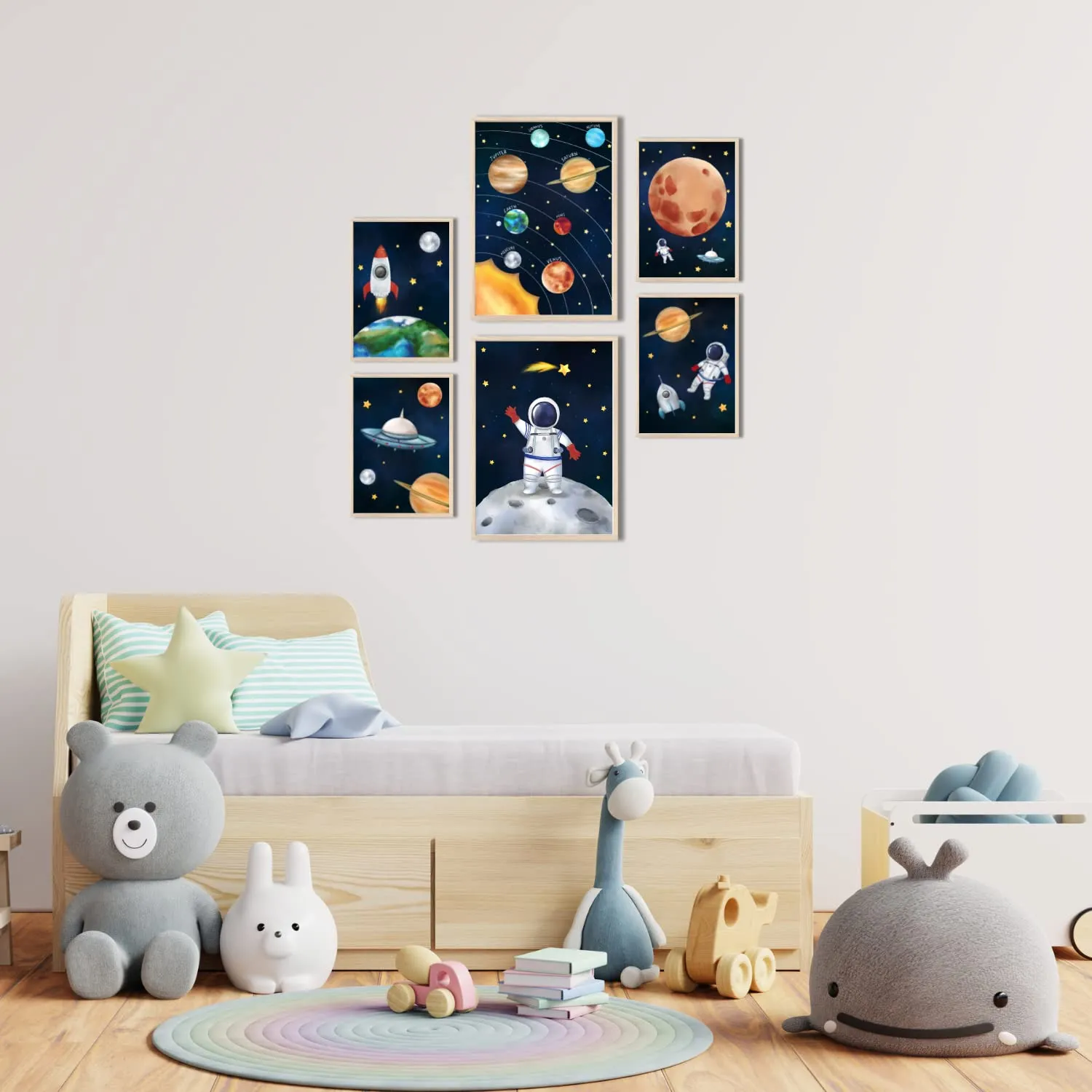 MeinBaby123 Kinderzimmerposter 6er Set A4 A5 Astronaut
